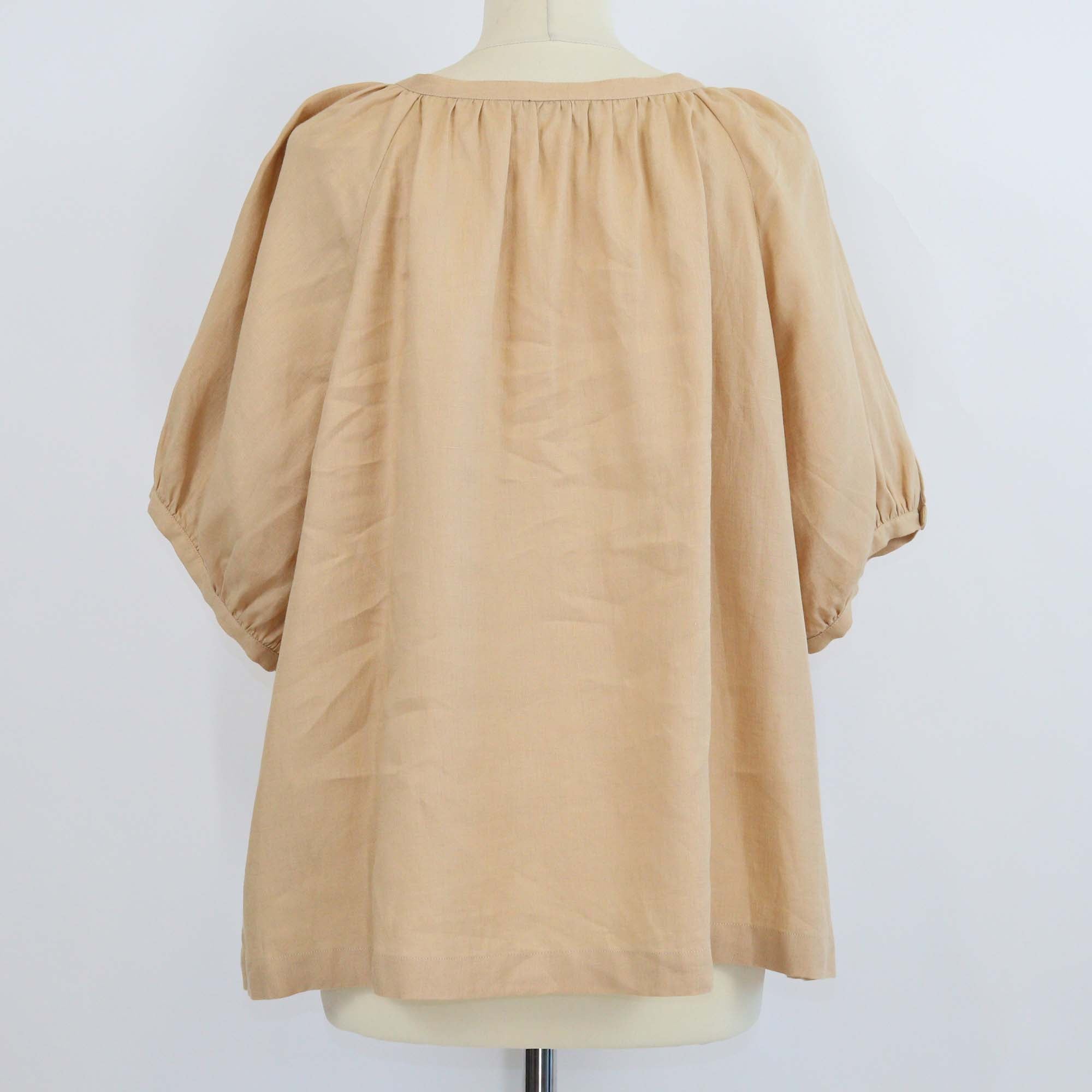 Loro Piana Brown Linen Gritt Ramie Blouse