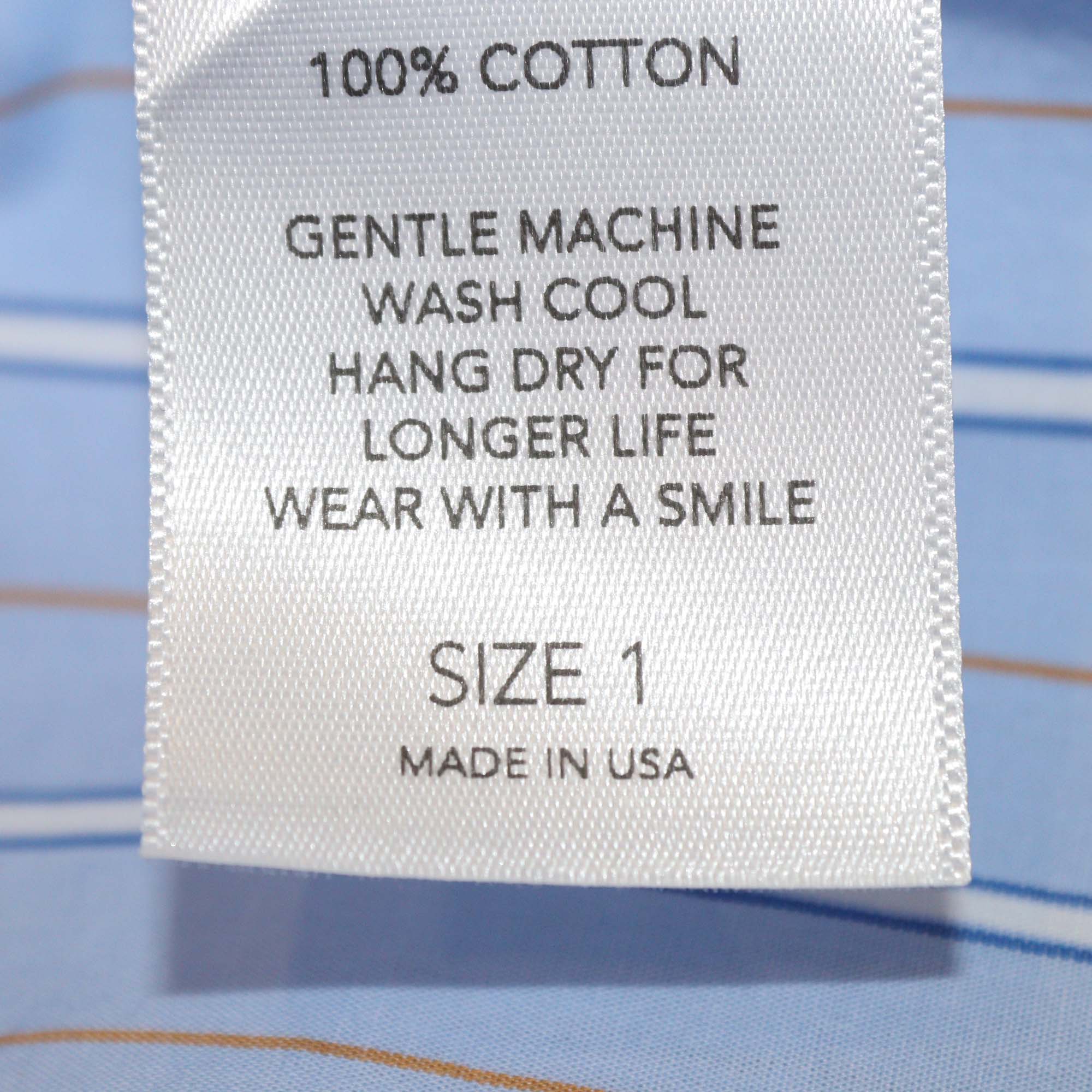 Aquarius Cocktail Blue Striped Cotton Ruffled Collar Ribbon Long Sleeve Blouse