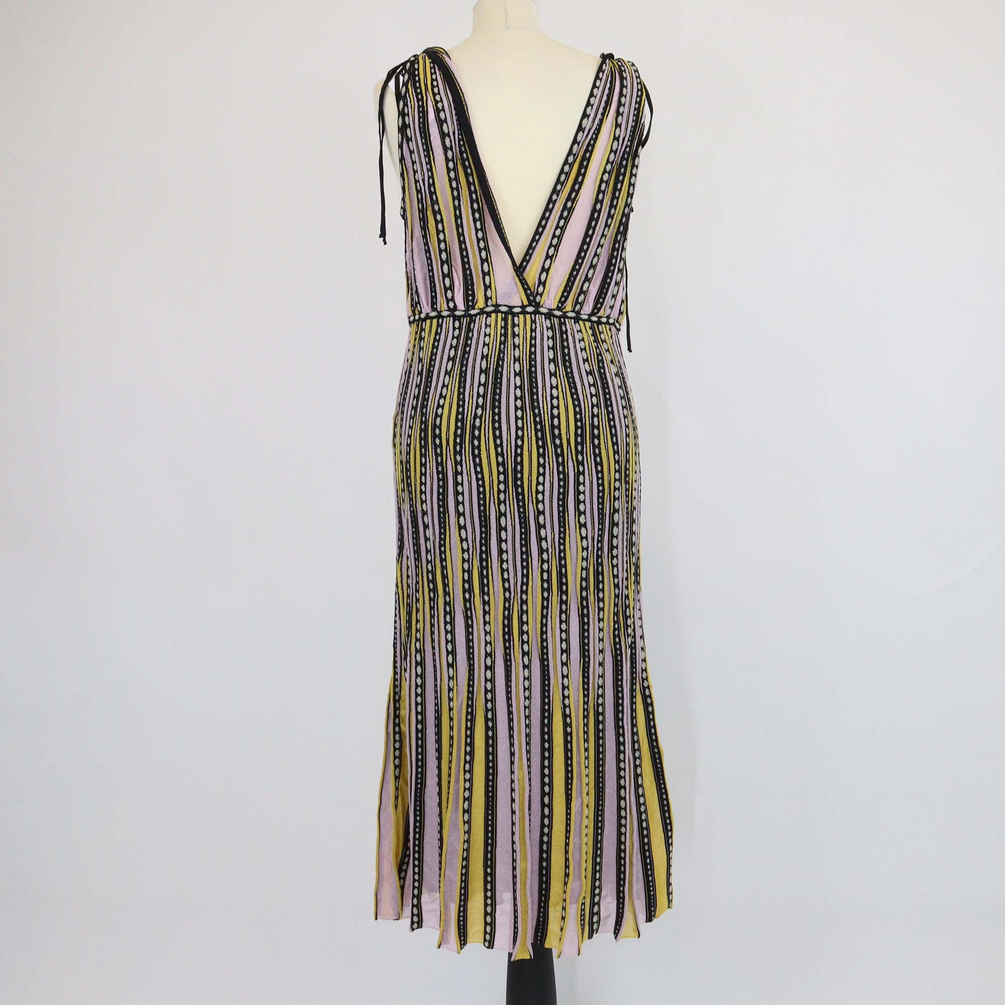 M Missoni Multicolor Pattern Striped Sleeveless Midi Dress