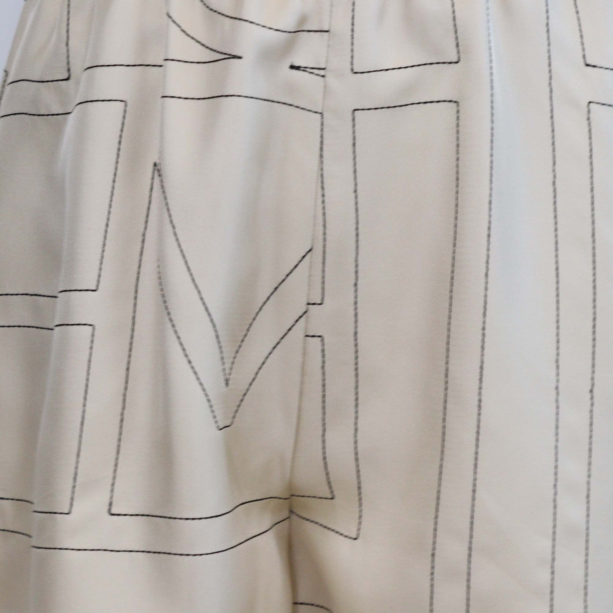 Toteme Beige Silk Monogram Embroidered Pj Shorts