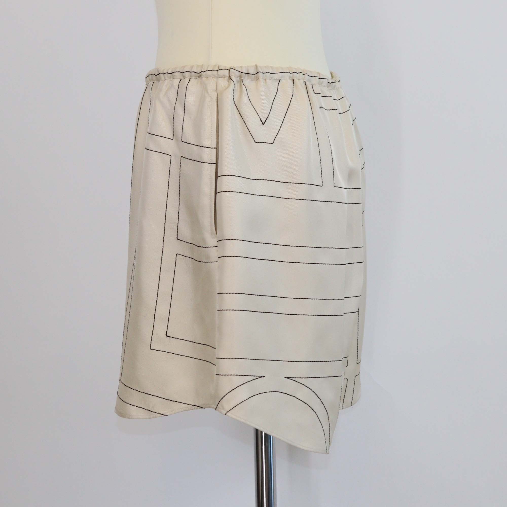 Toteme Beige Silk Monogram Embroidered Pj Shorts