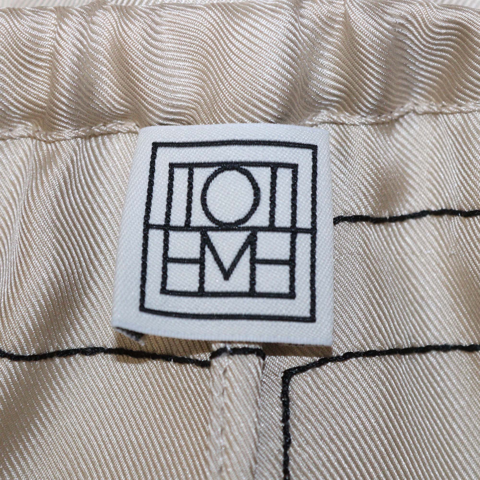 Toteme Beige Silk Monogram Embroidered Pj Shorts
