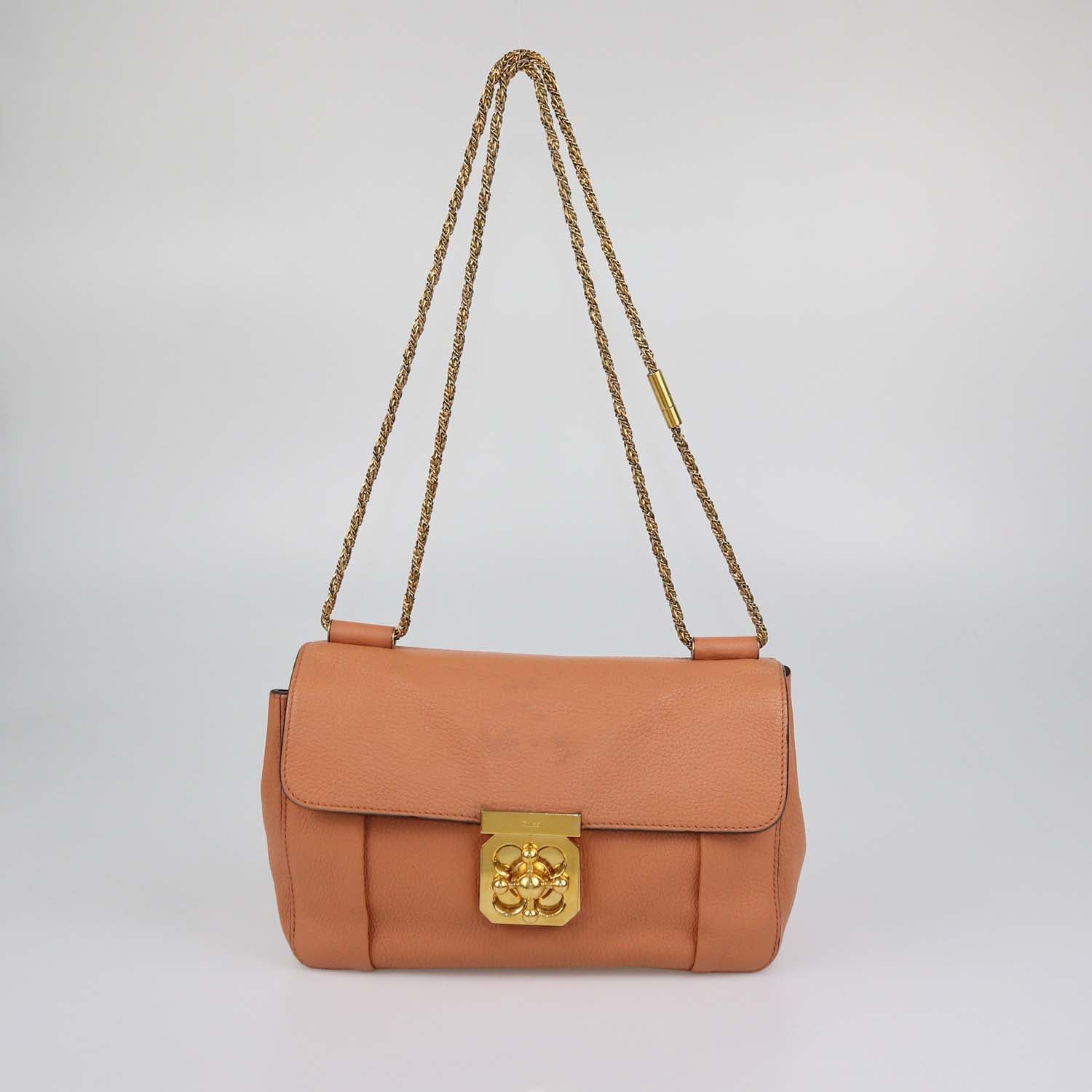 Chloe Peach Leather Medium Elsie Shoulder Bag