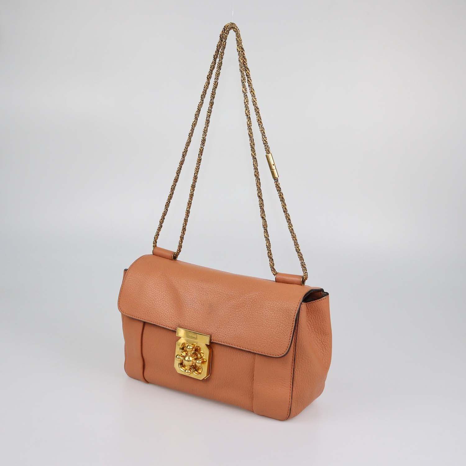 Chloe Peach Leather Medium Elsie Shoulder Bag