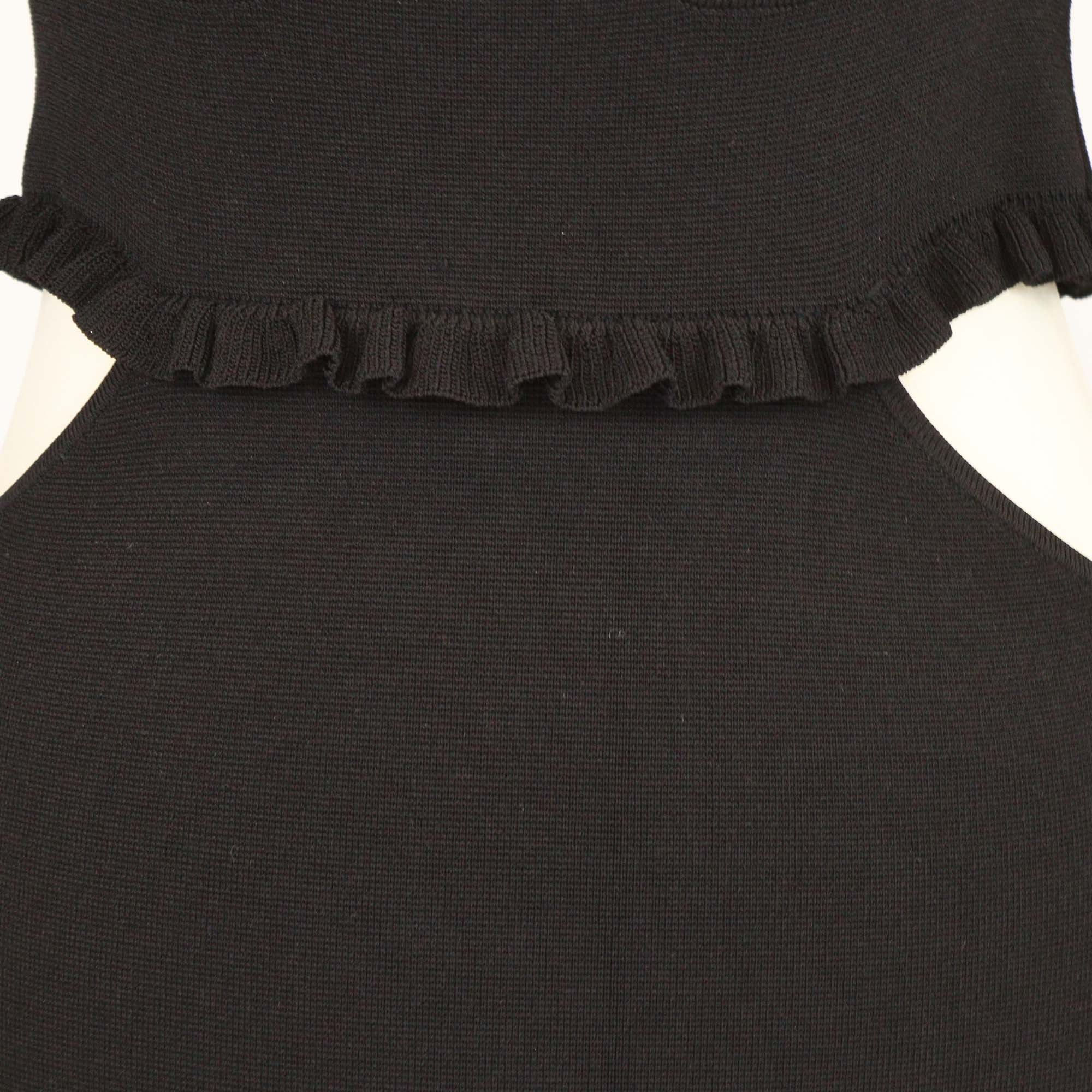 Sandro Black Blend Viscose Knitted Cutout Long Sleeve Midi Dress