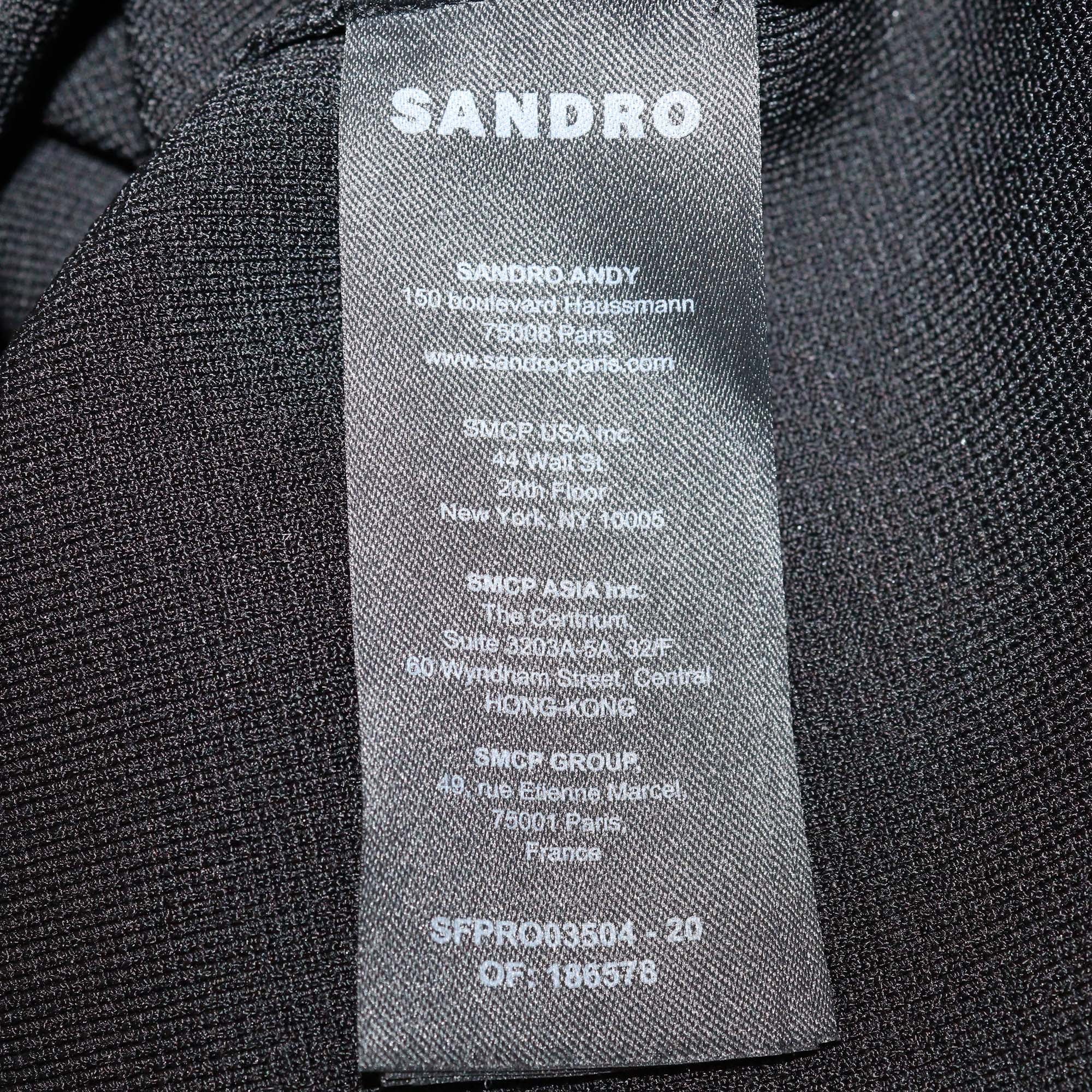 Sandro Black Blend Viscose Knitted Cutout Long Sleeve Midi Dress