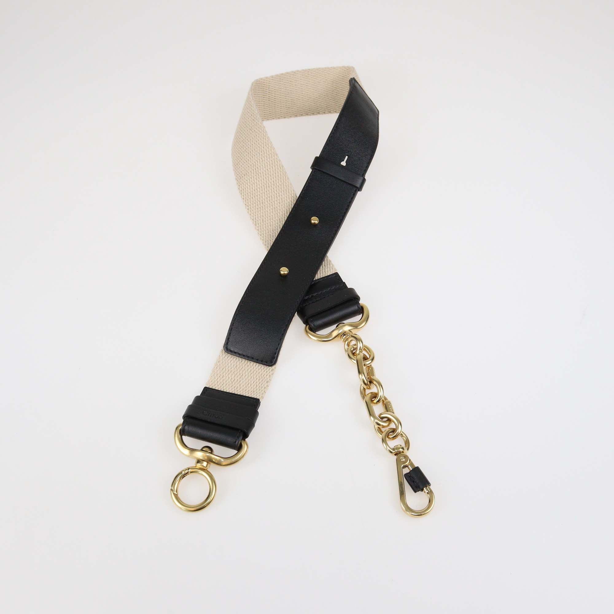 Chloe Beige/Black Fabric Bag Shoulder Strap