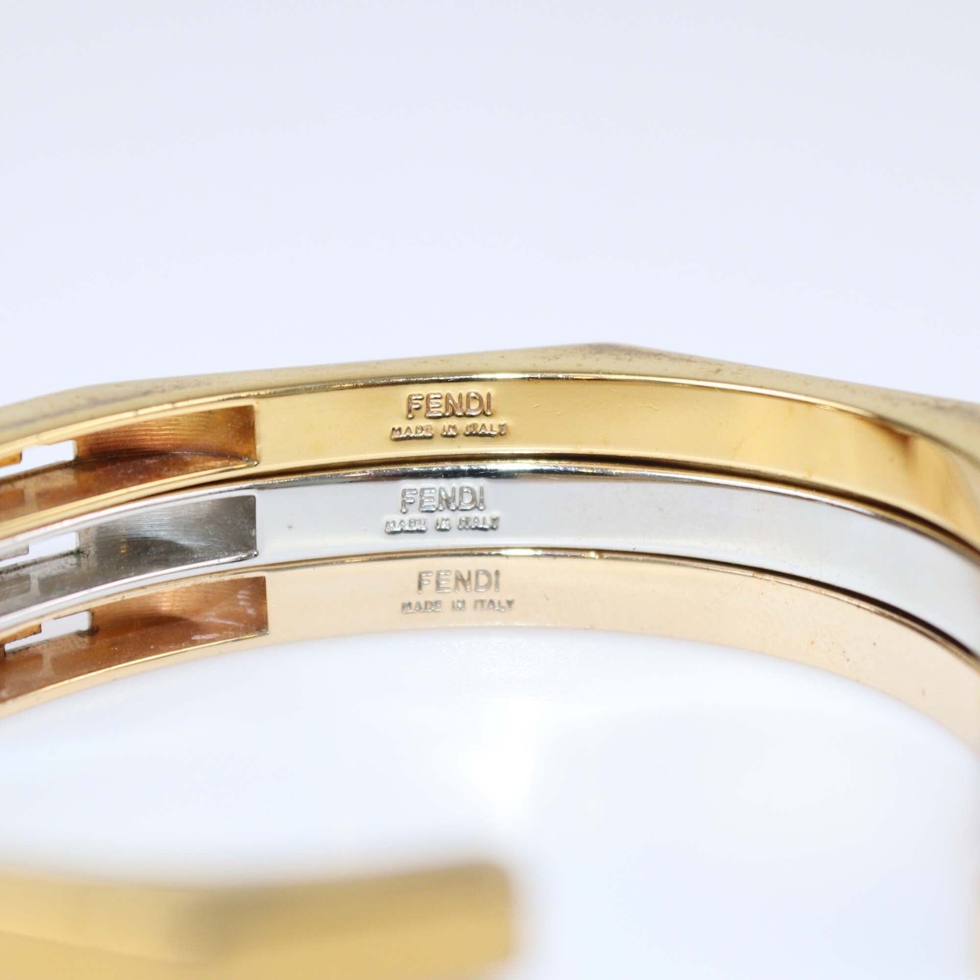 Fendi Bi-color Baguette Set of 3 Open Cuff Bracelet S Womens Fendi