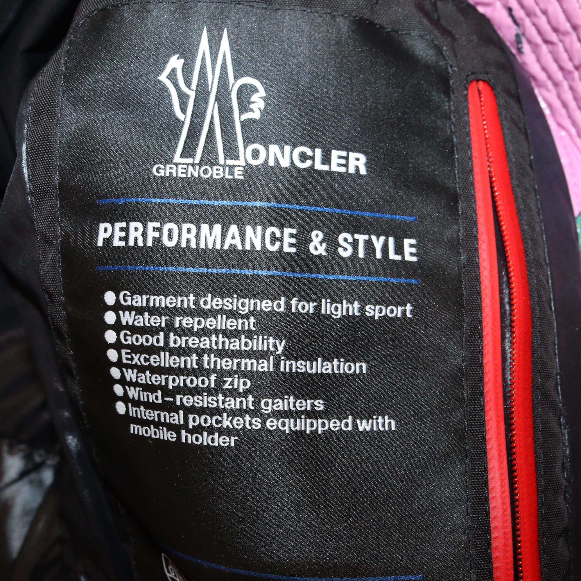 Moncler Grenoble x Naj-Oleari Pink Printed Plumel Down Ski Jacket & Stretch Jersey Stirrup