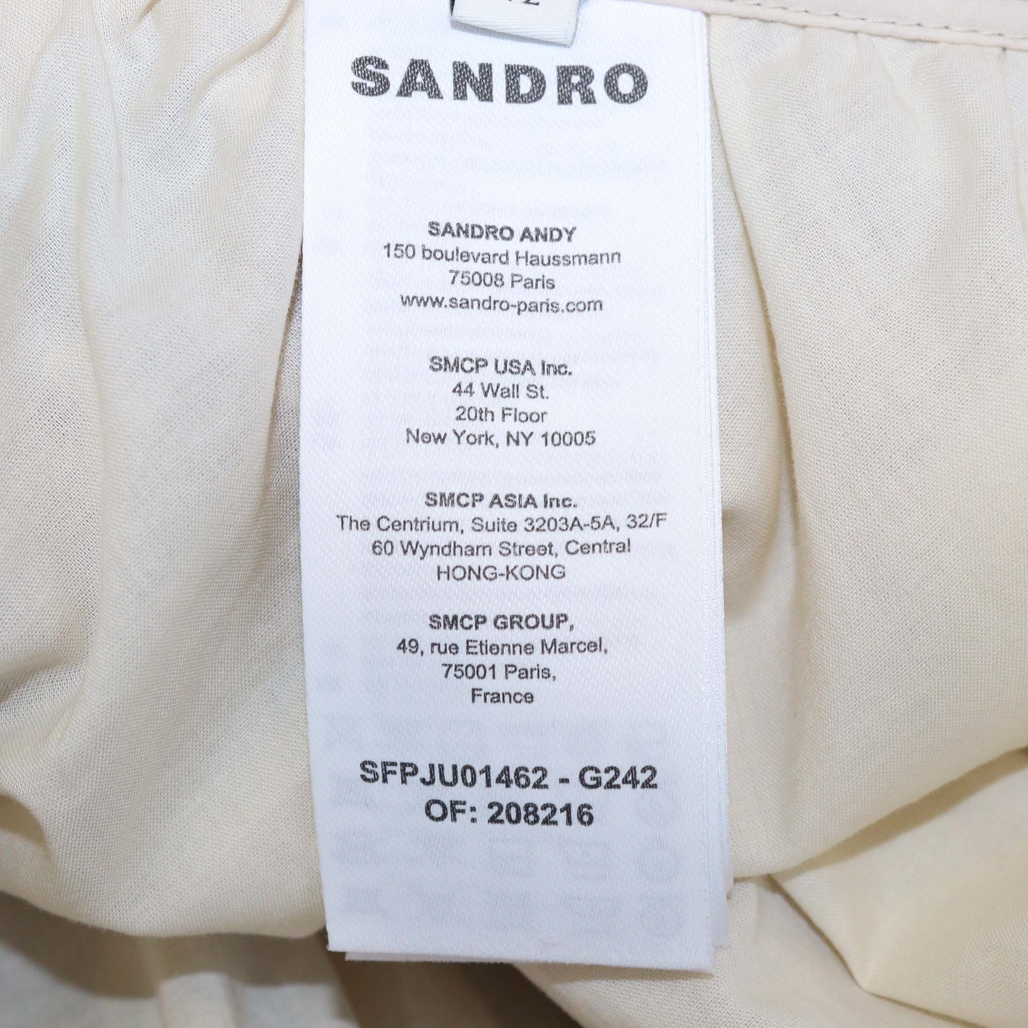 Sandro Taupe Cotton Striped Poplin Bubble Mini Skirt