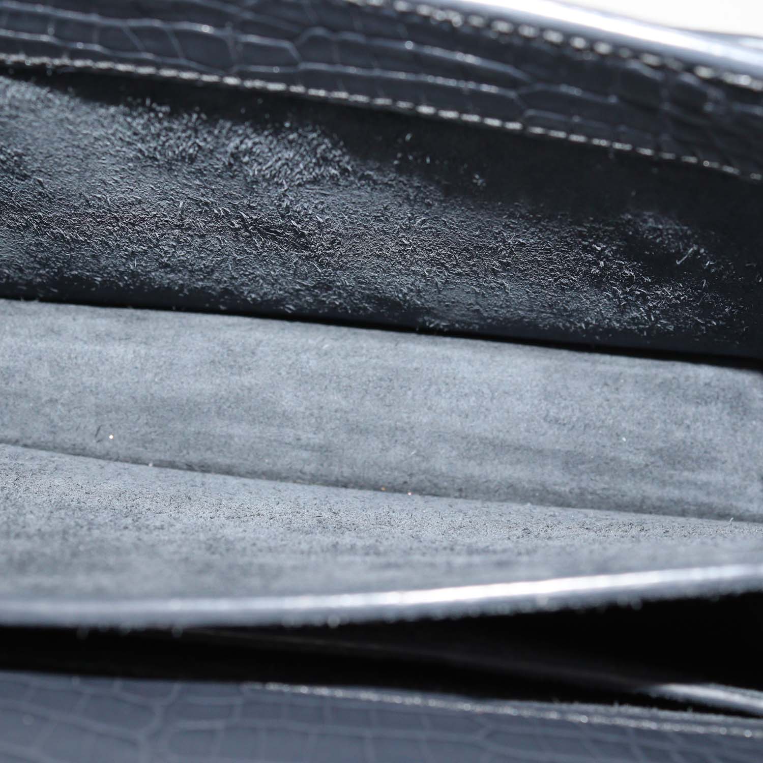 Saint Laurent Dark Grey Croc Embossed Leather Medium Sunset Shoulder Bag