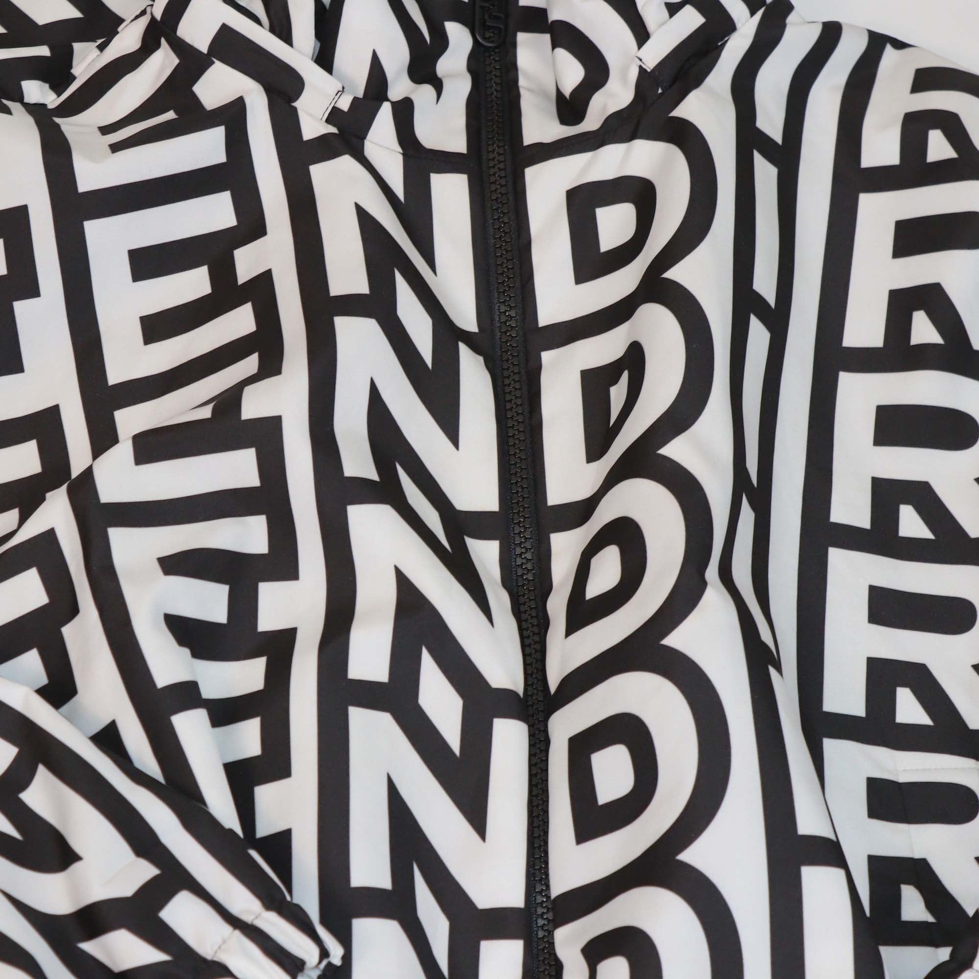 Fendi x marc Jacobs White/Black All Over Print Cropped Hooded Jacket & Drawstring Side Zip Pants Set