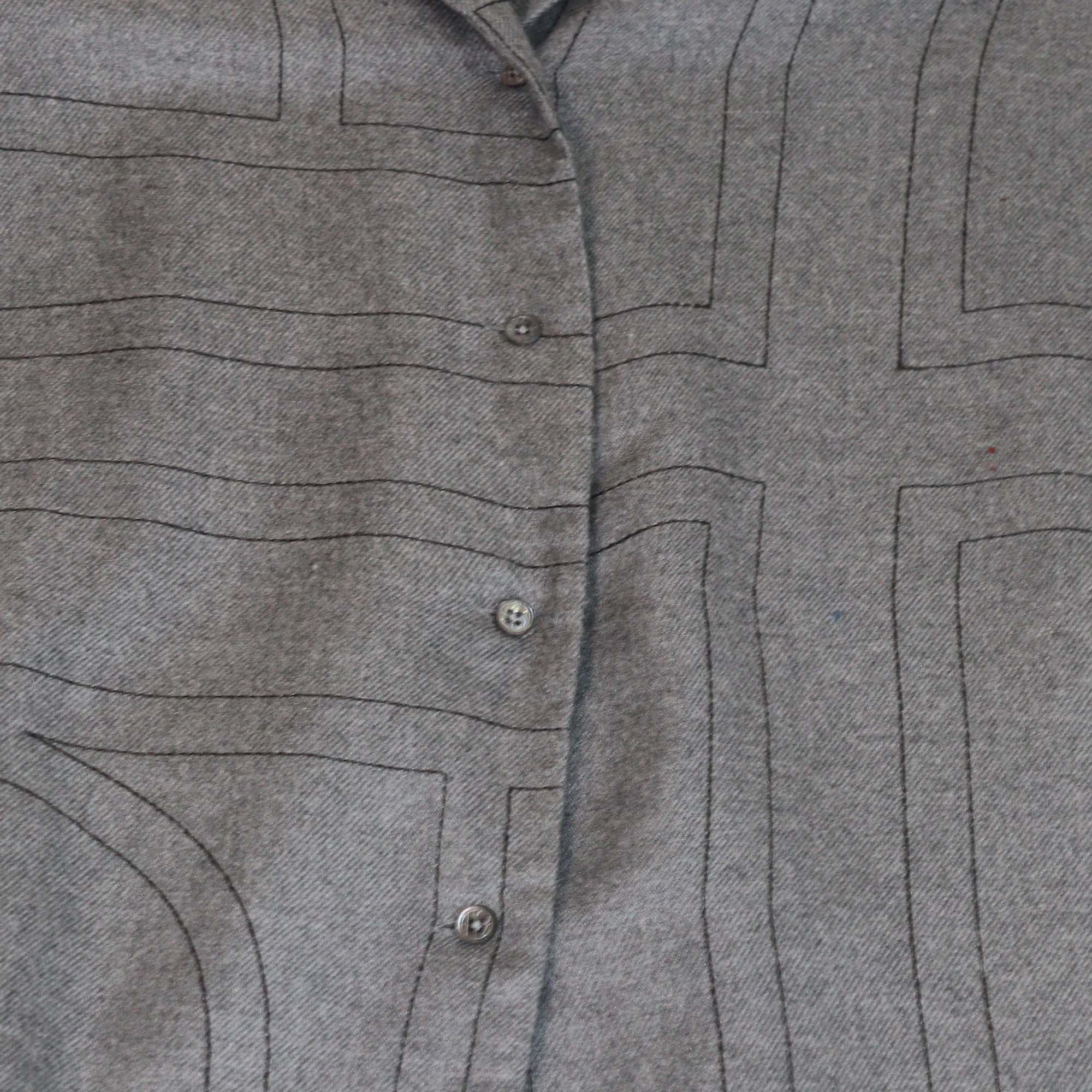 Toteme Smoke Melange Monogram Flannel Pj Top & Pants Set