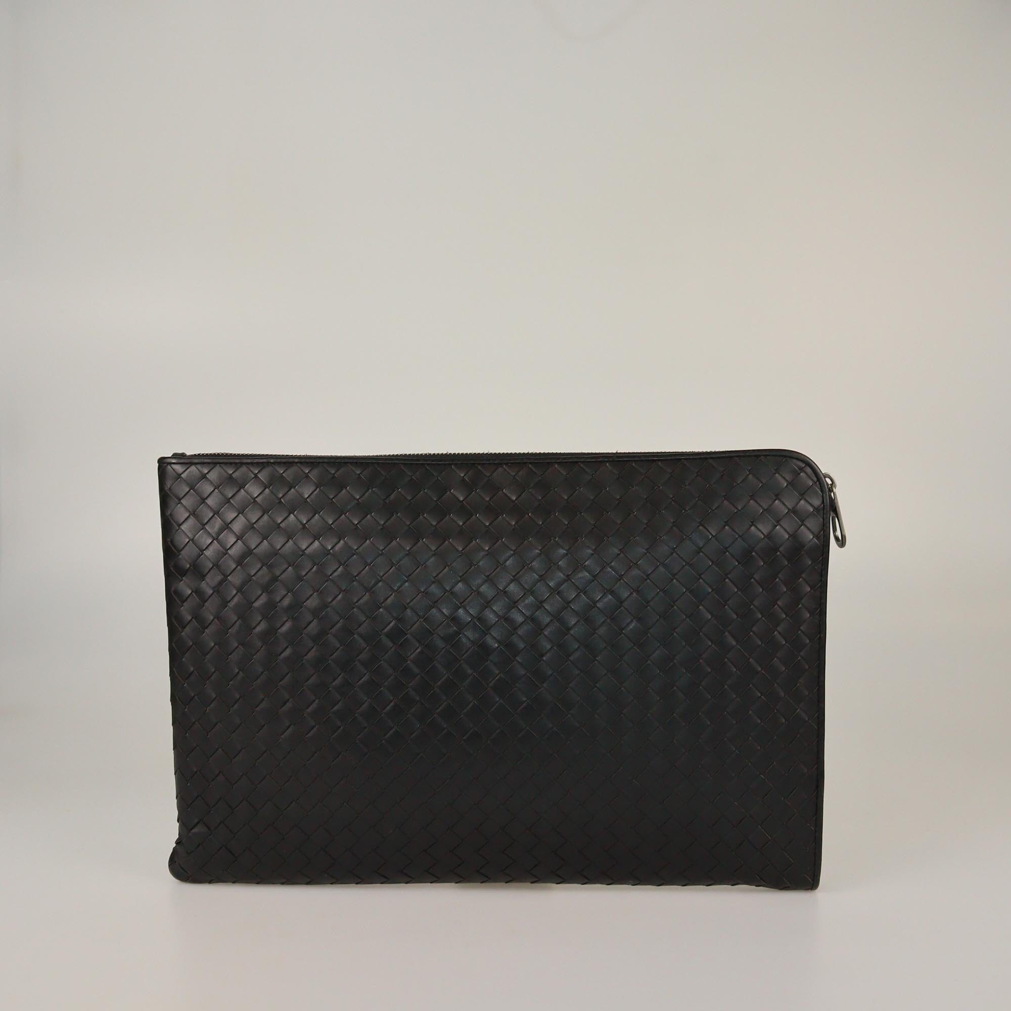 Bottega Veneta Black Intrecciato Zip Laptop Case Bag Womens Bottega Veneta