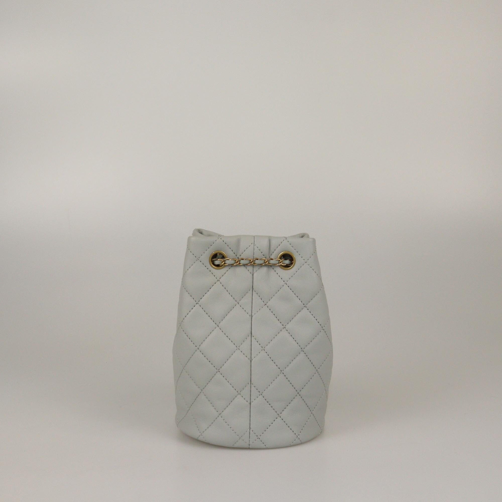 Chanel Mint Green Quilted Pearl Crush Drawstring Bucket Bag Womens Chanel