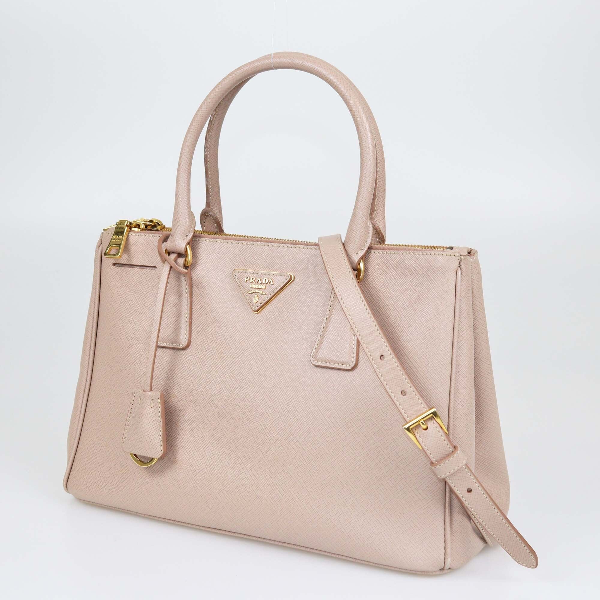 Prada Beige Saffiano Lux Old Medium Galleria Tote Womens Prada