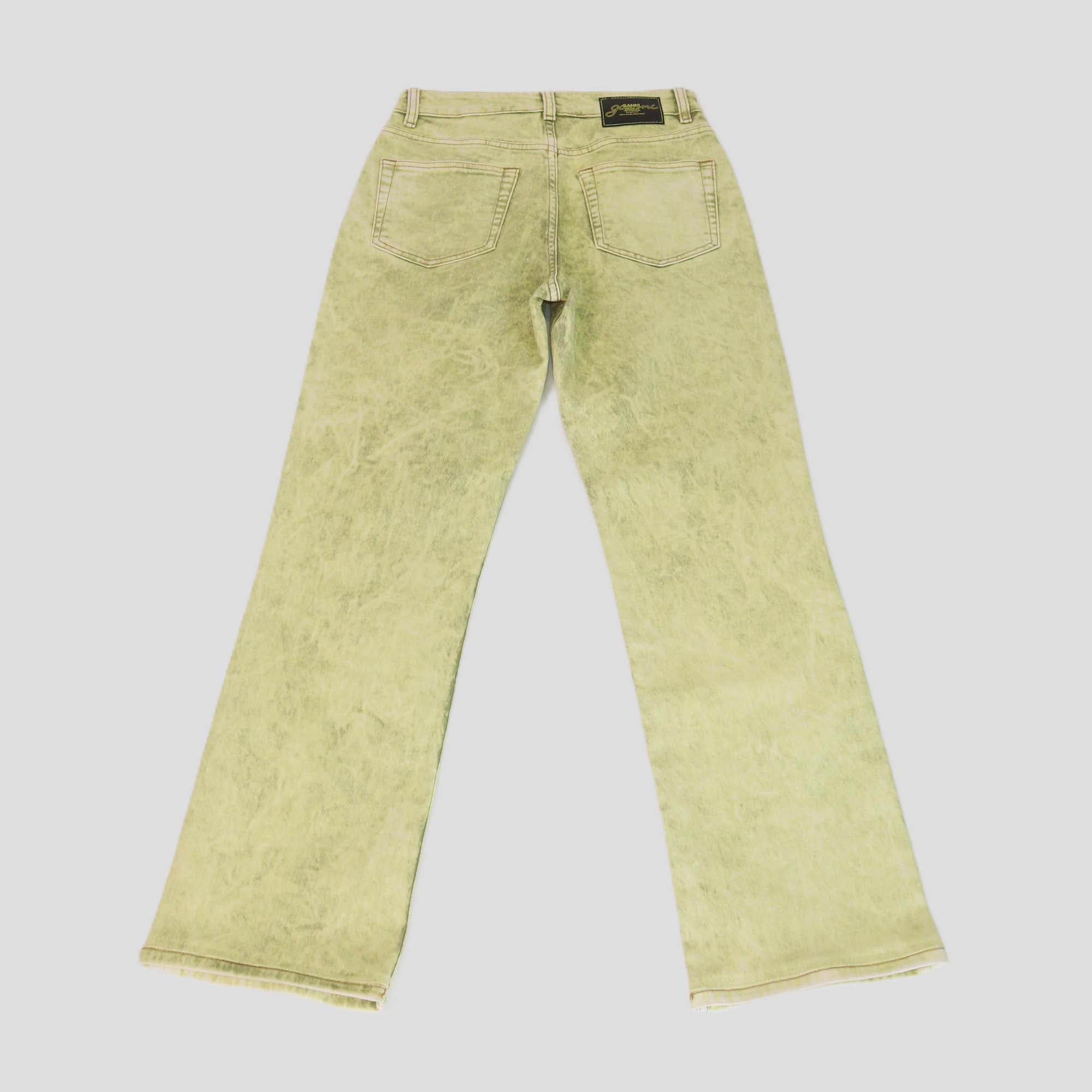 Ganni Yellow Bleached Denim Straight Cut Jeans