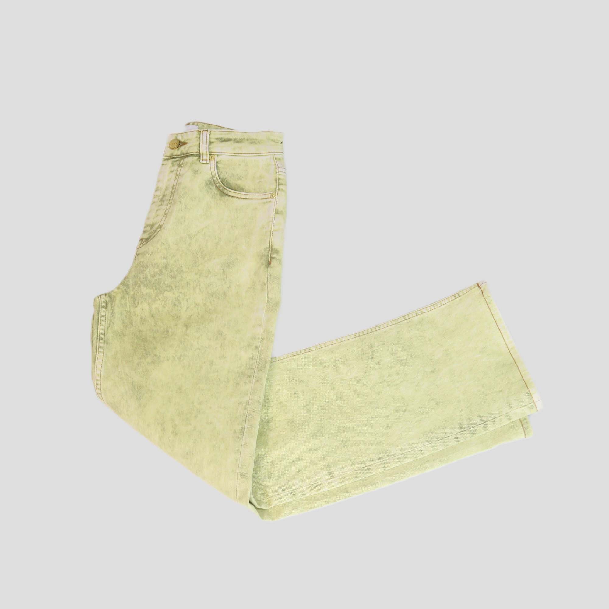 Ganni Yellow Bleached Denim Straight Cut Jeans