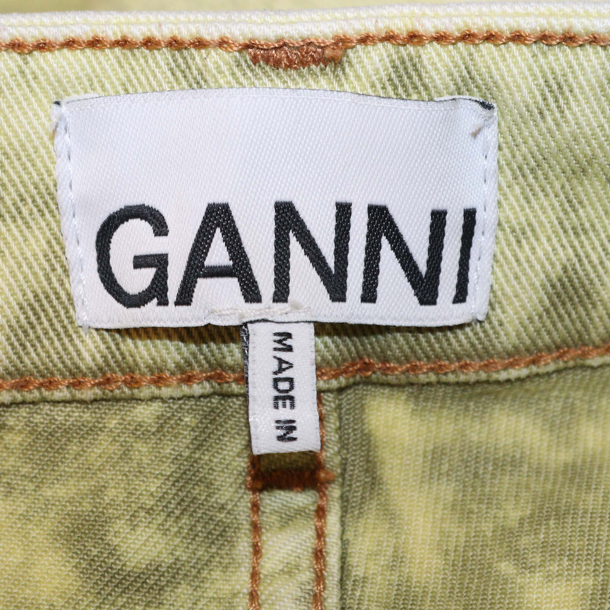 Ganni Yellow Bleached Denim Straight Cut Jeans