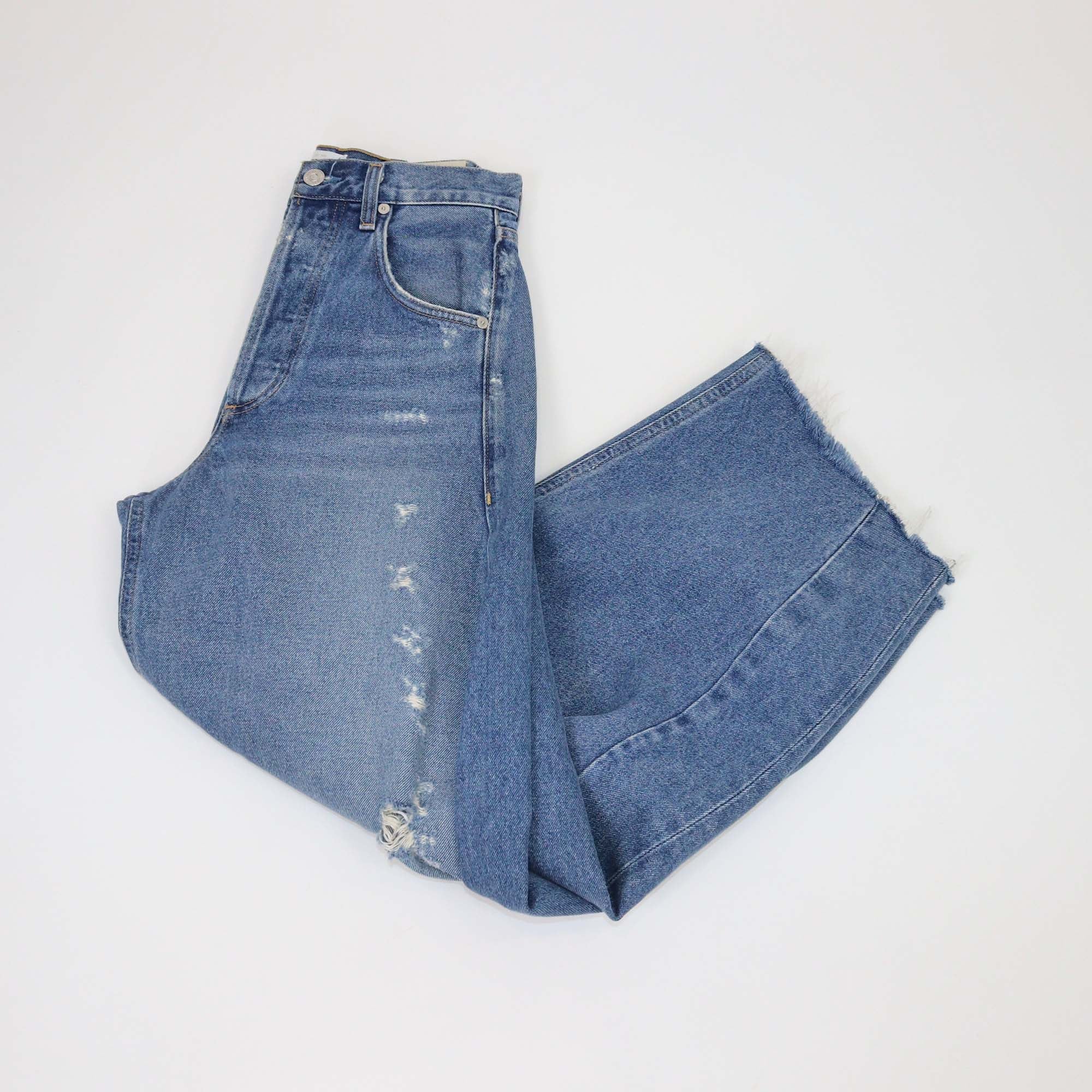 Citizens of Humanity Blue Denim Horseshoe High Rise Wide Leg Pants