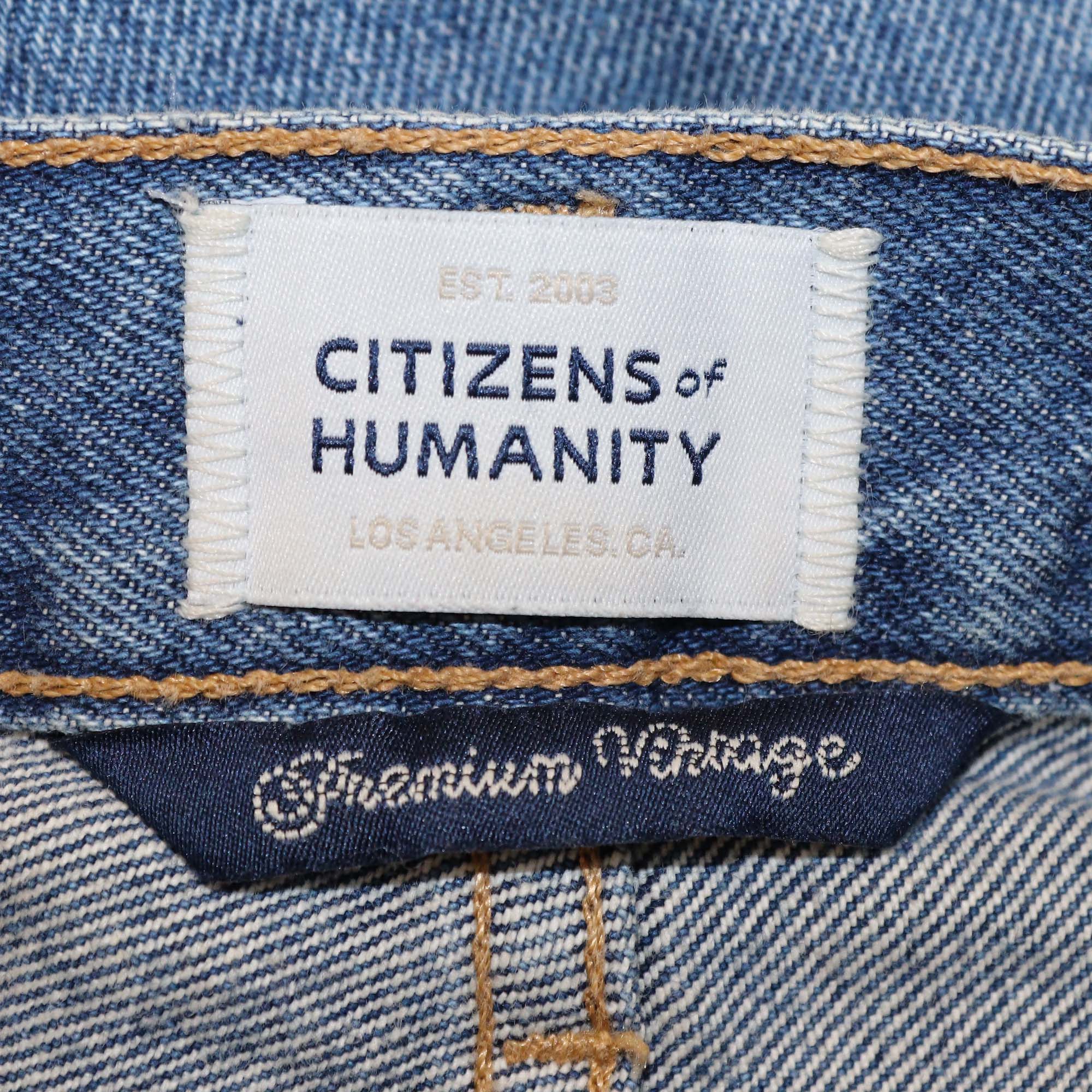 Citizens of Humanity Blue Denim Horseshoe High Rise Wide Leg Pants