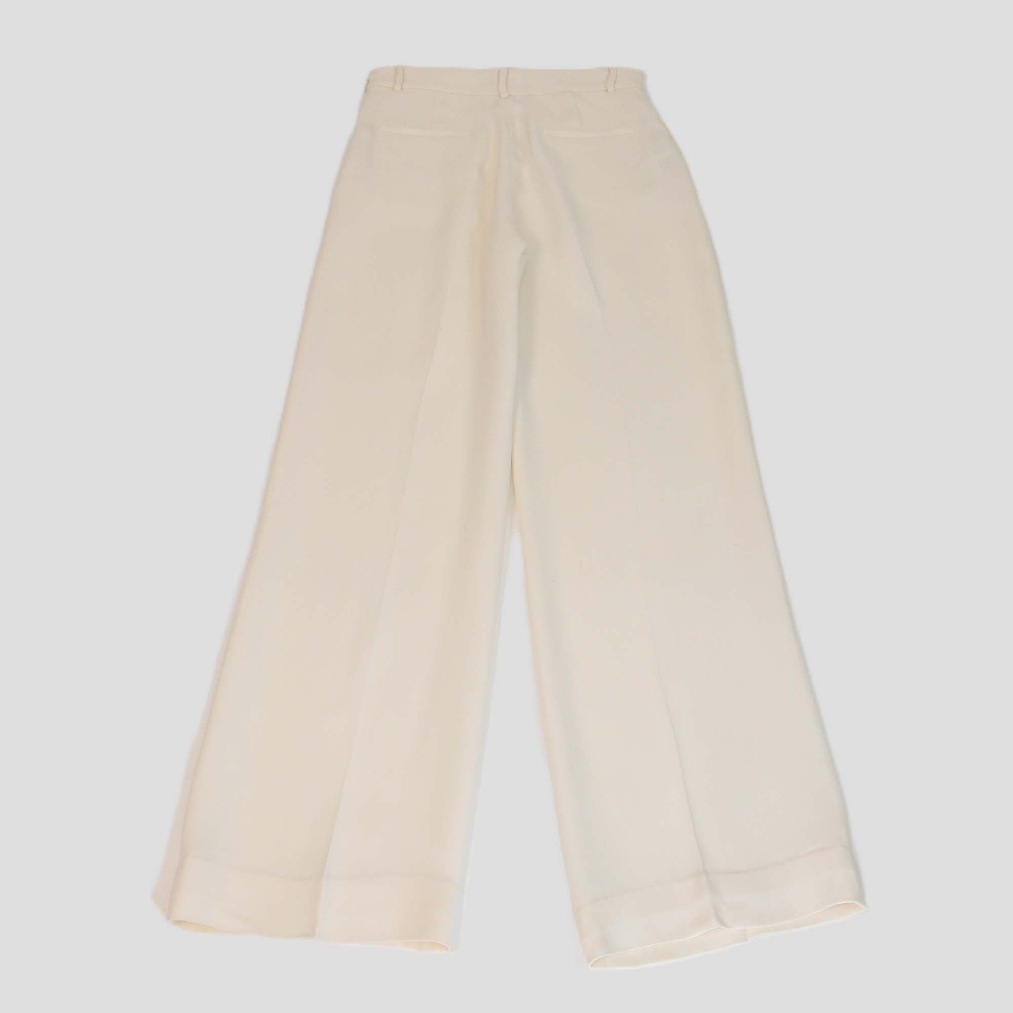 Valentino Cream Silk Wide Leg Cady Pants