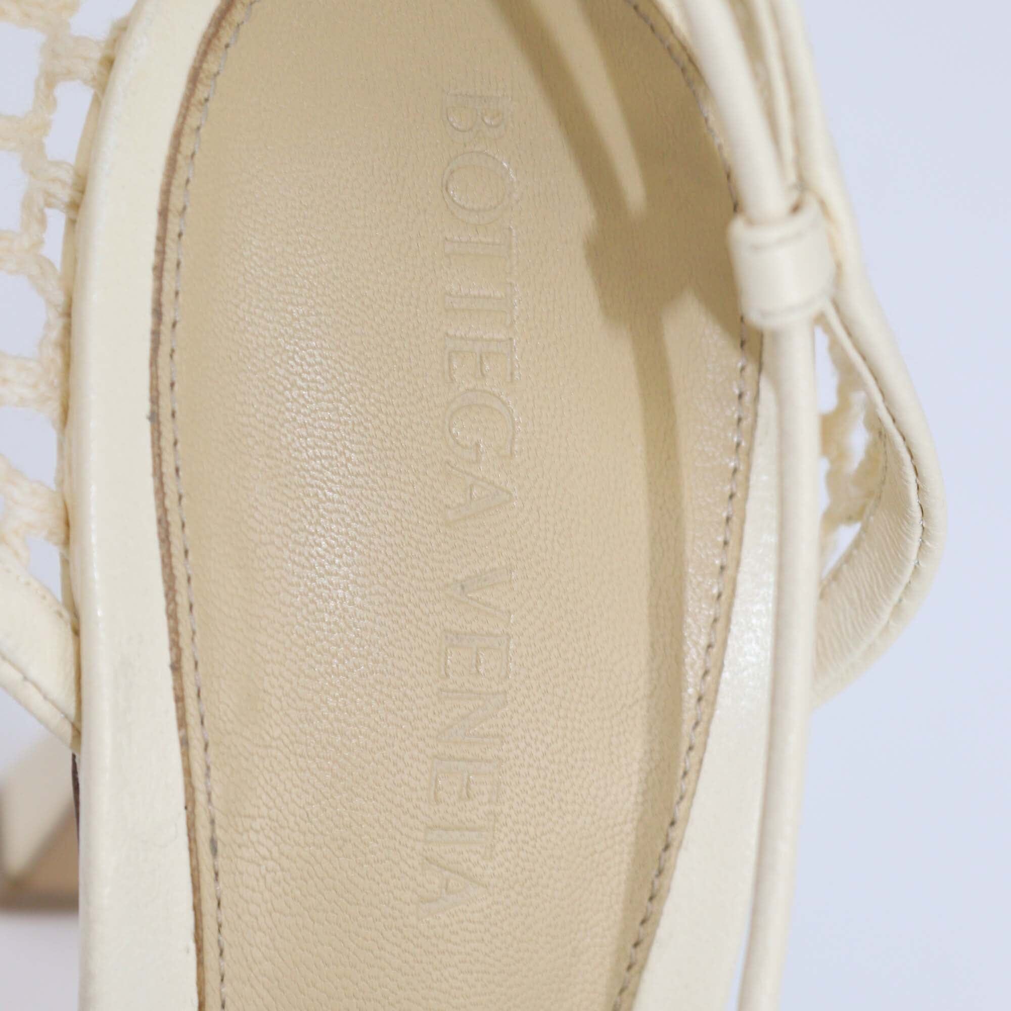 Bottega Veneta Cream Stretch Lace Up Sandals Womens Bottega Veneta