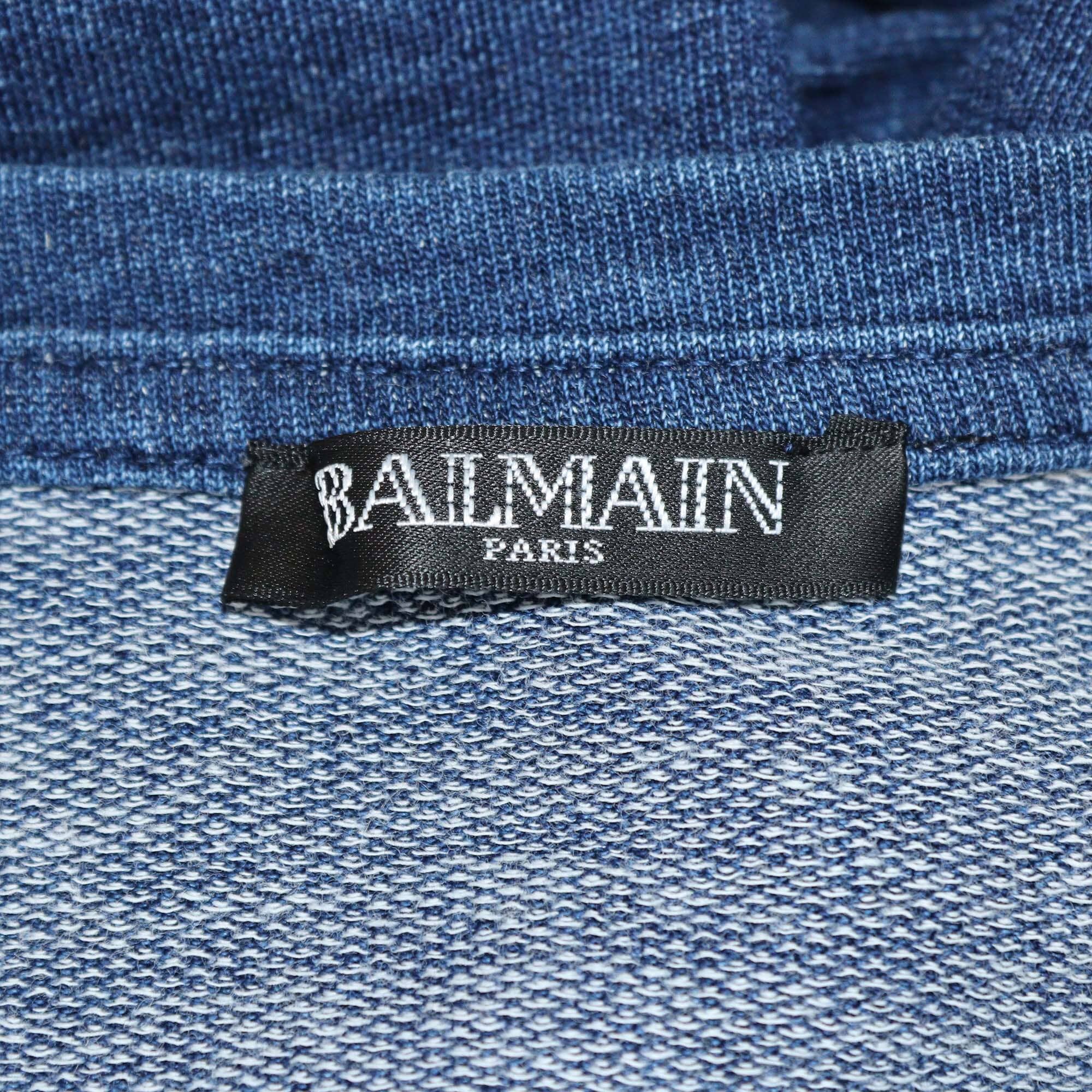 Balmain Navy Blue Denim T-Shirt Womens Balmain
