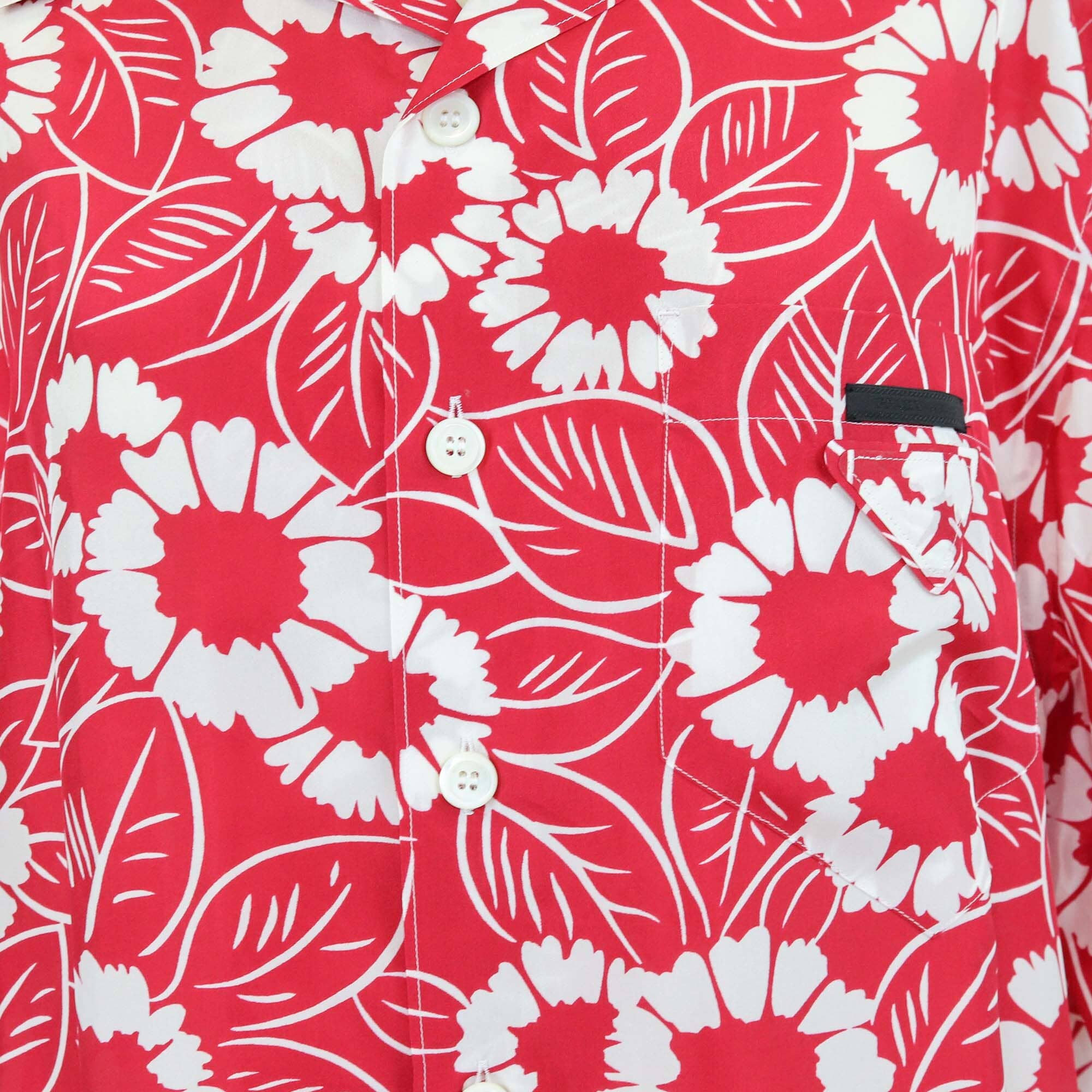 Prada Red/White Floral Print Short Sleeve Button Shirt Mens Prada