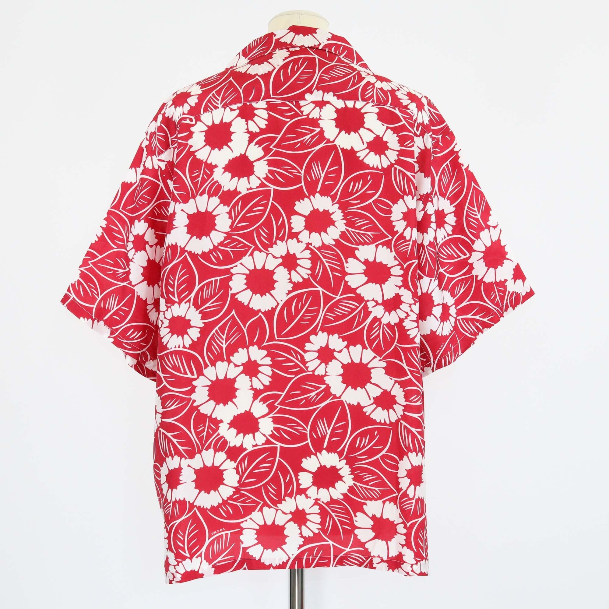 Prada Red/White Floral Print Short Sleeve Button Shirt Mens Prada