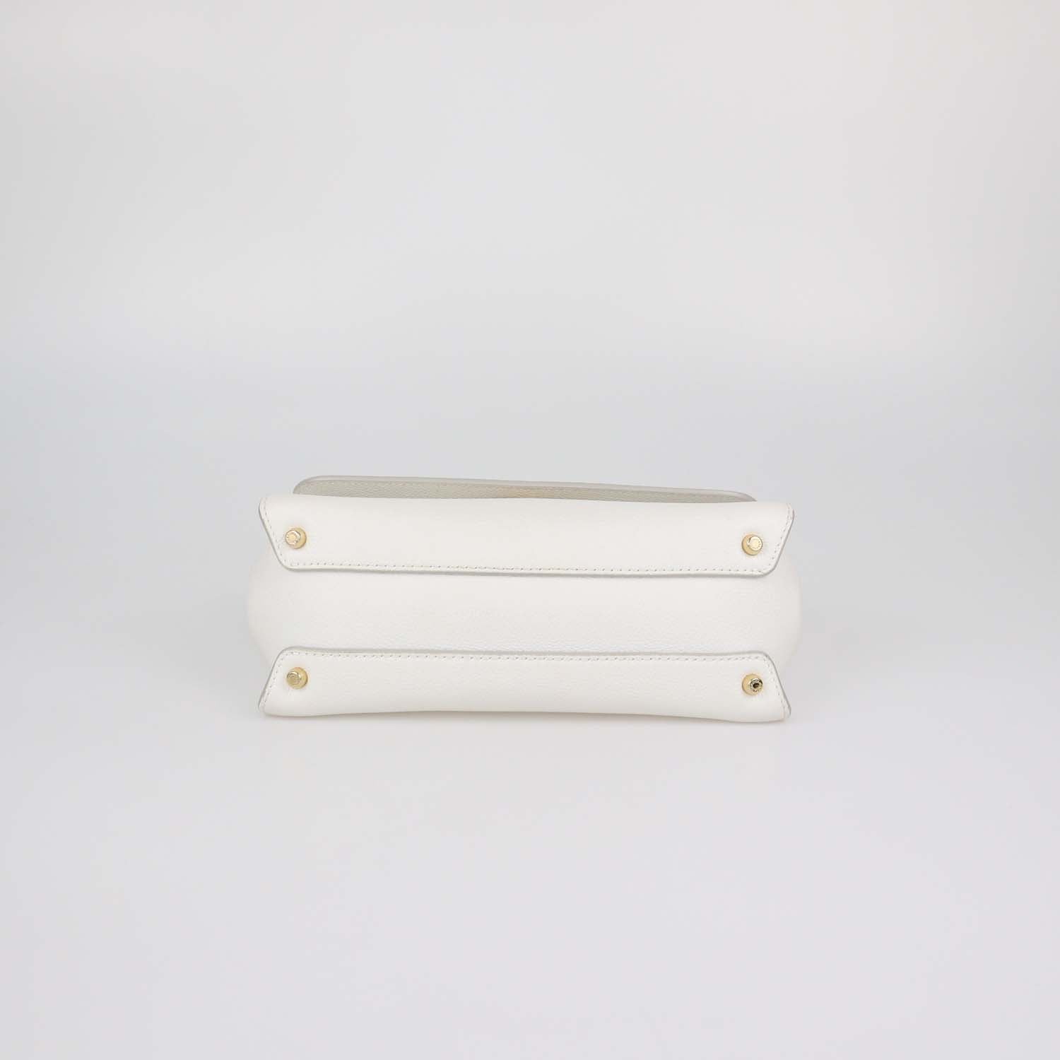 Dolce & Gabbana White Leather Medium Soft Sicily Top Handle Bag