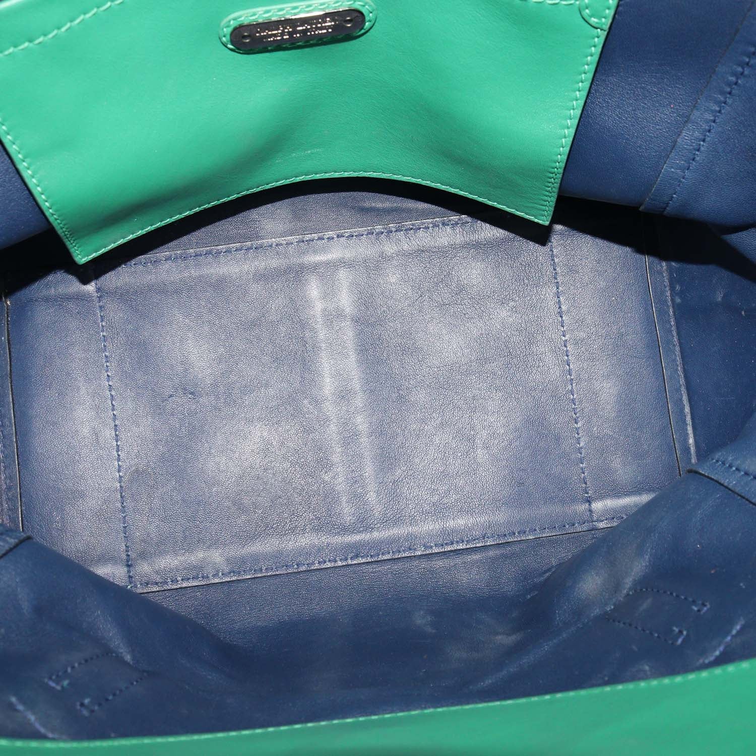 Ralph Lauren Green/Blue Leather Ricky 33 Tote
