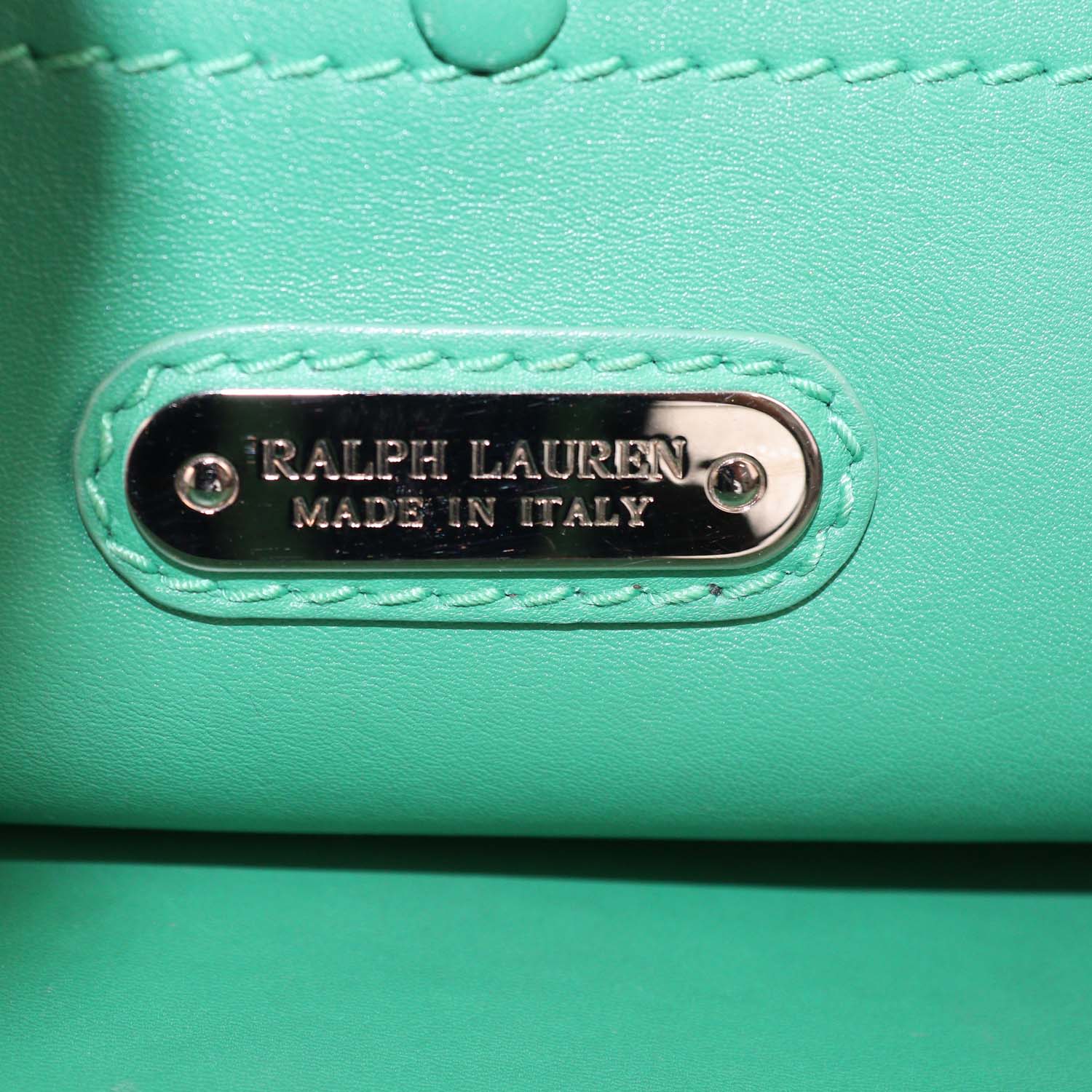 Ralph Lauren Green/Blue Leather Ricky 33 Tote