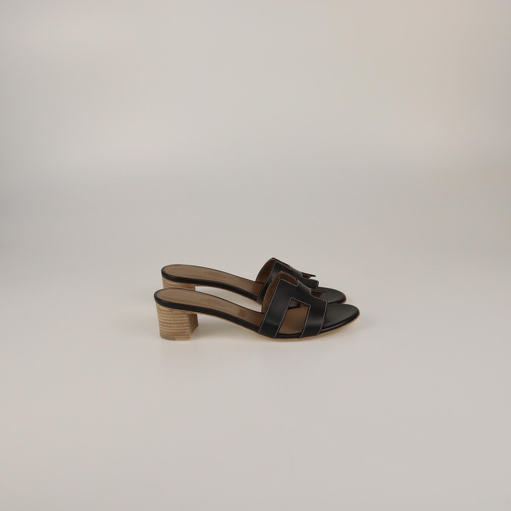 Hermes Black Oasis Sandals Womens Hermes