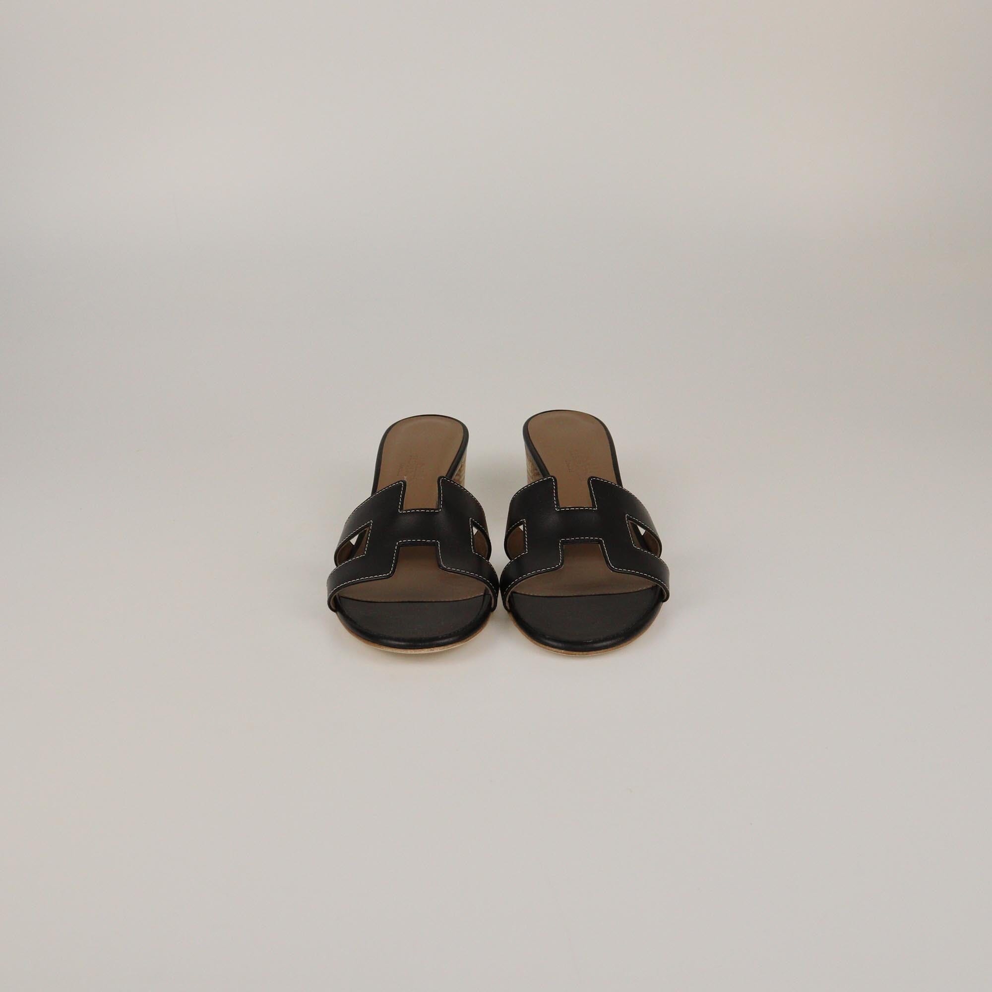 Hermes Black Oasis Sandals Womens Hermes