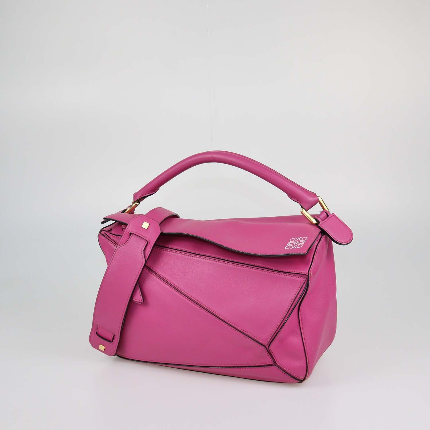 Loewe Fuchsia Leather Medium Puzzle Bag