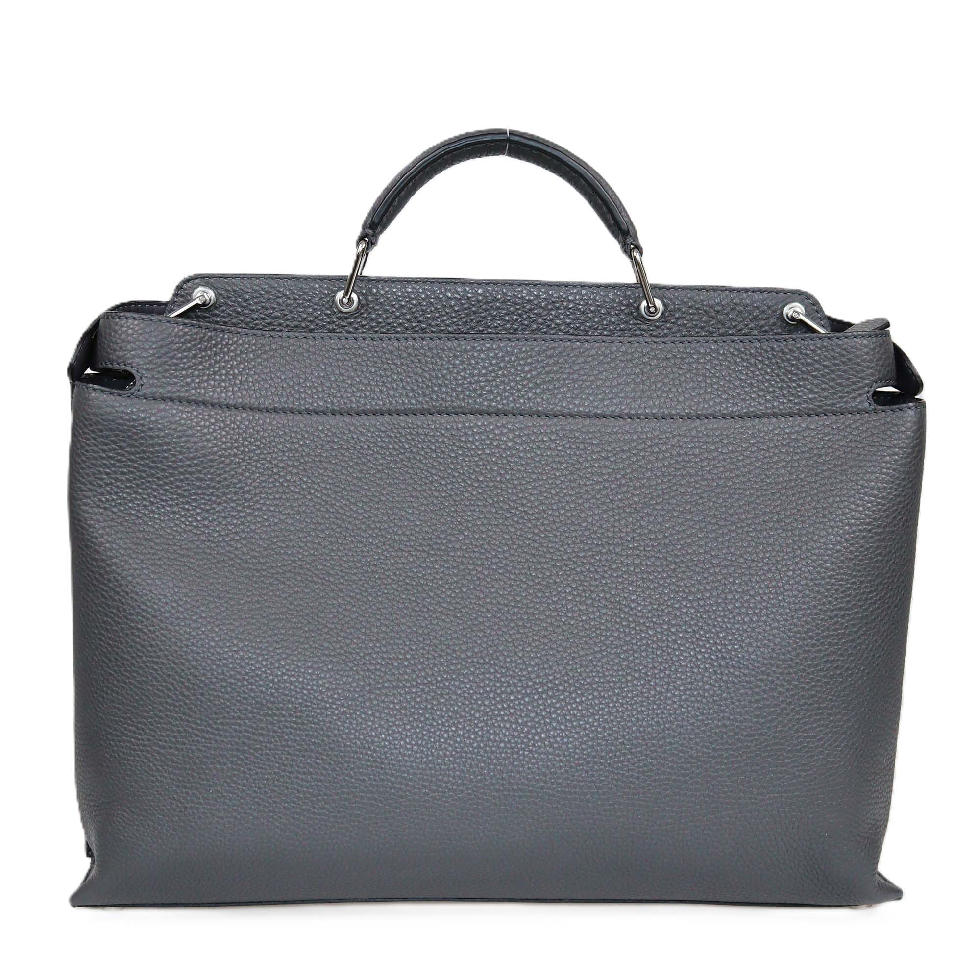 Fendi Dark Grey Selleria Essential Peekaboo Iconic Top Handle Bag Womens Fendi
