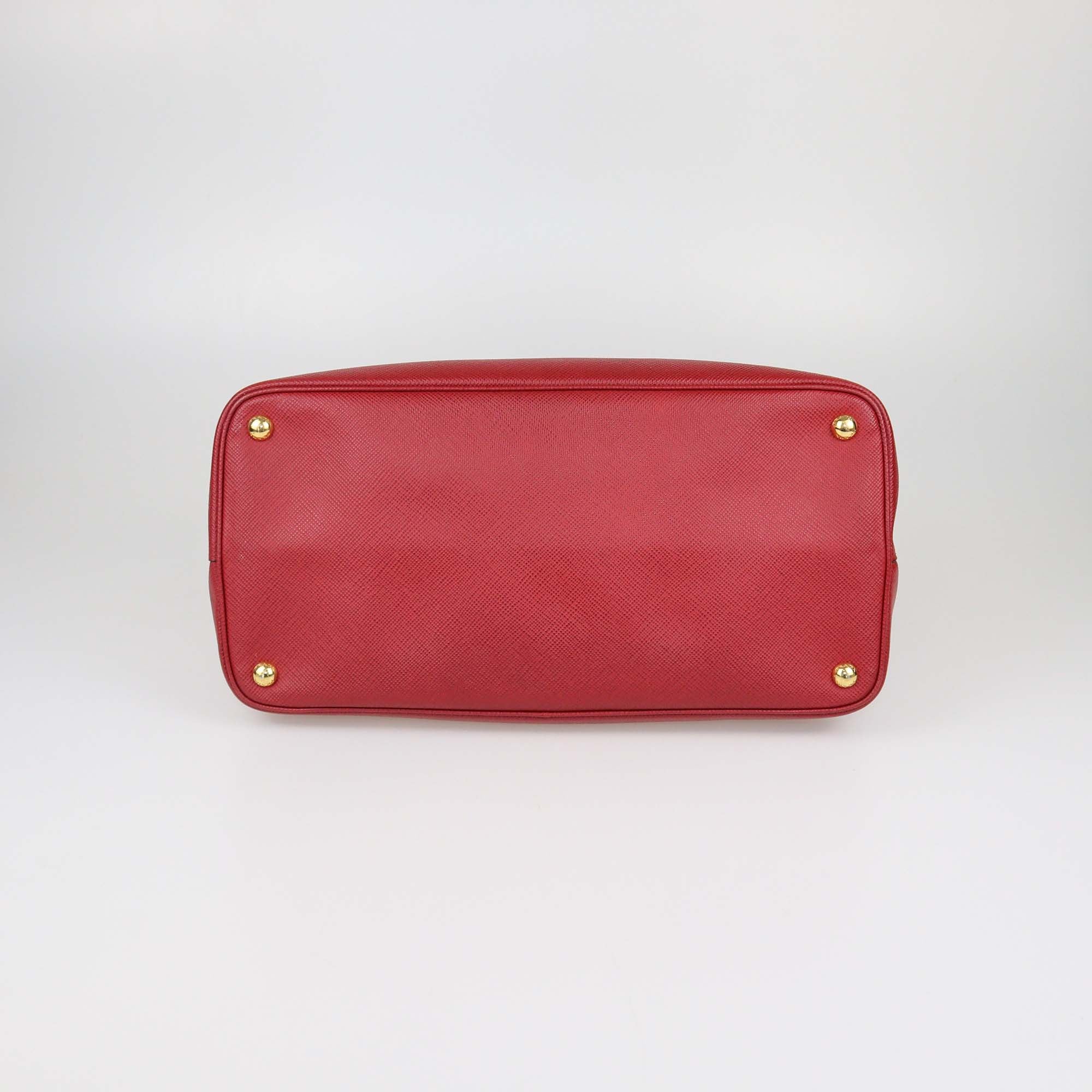 Prada Red Saffiano Cuir Leather Large Double Handle Tote