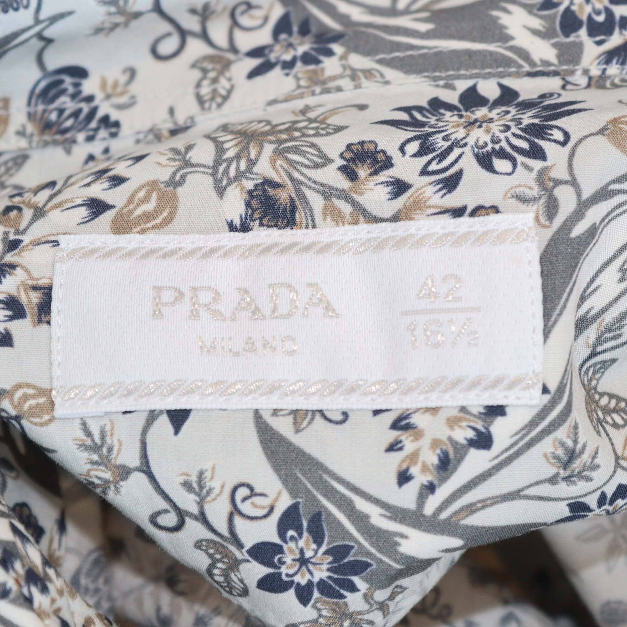 Prada Multicolor Floral Print Short Sleeve Button Shirt Mens Prada