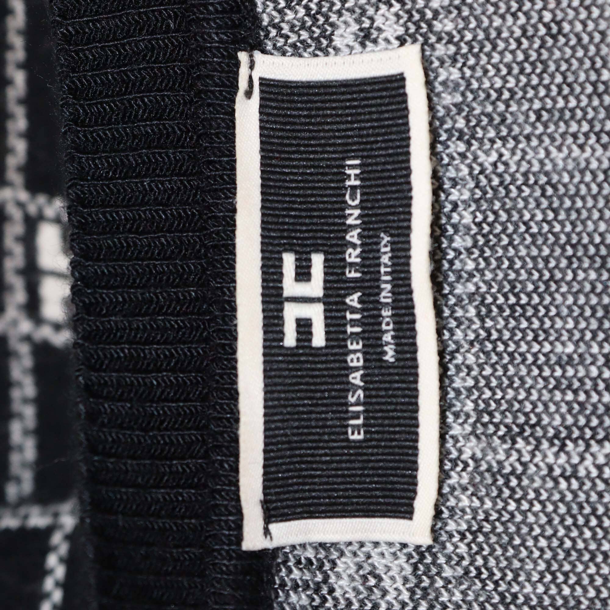 Elisabetta Franchi Black/White Logo Jacquard Knitted Mini Dress Womens Elisabetta Franchi