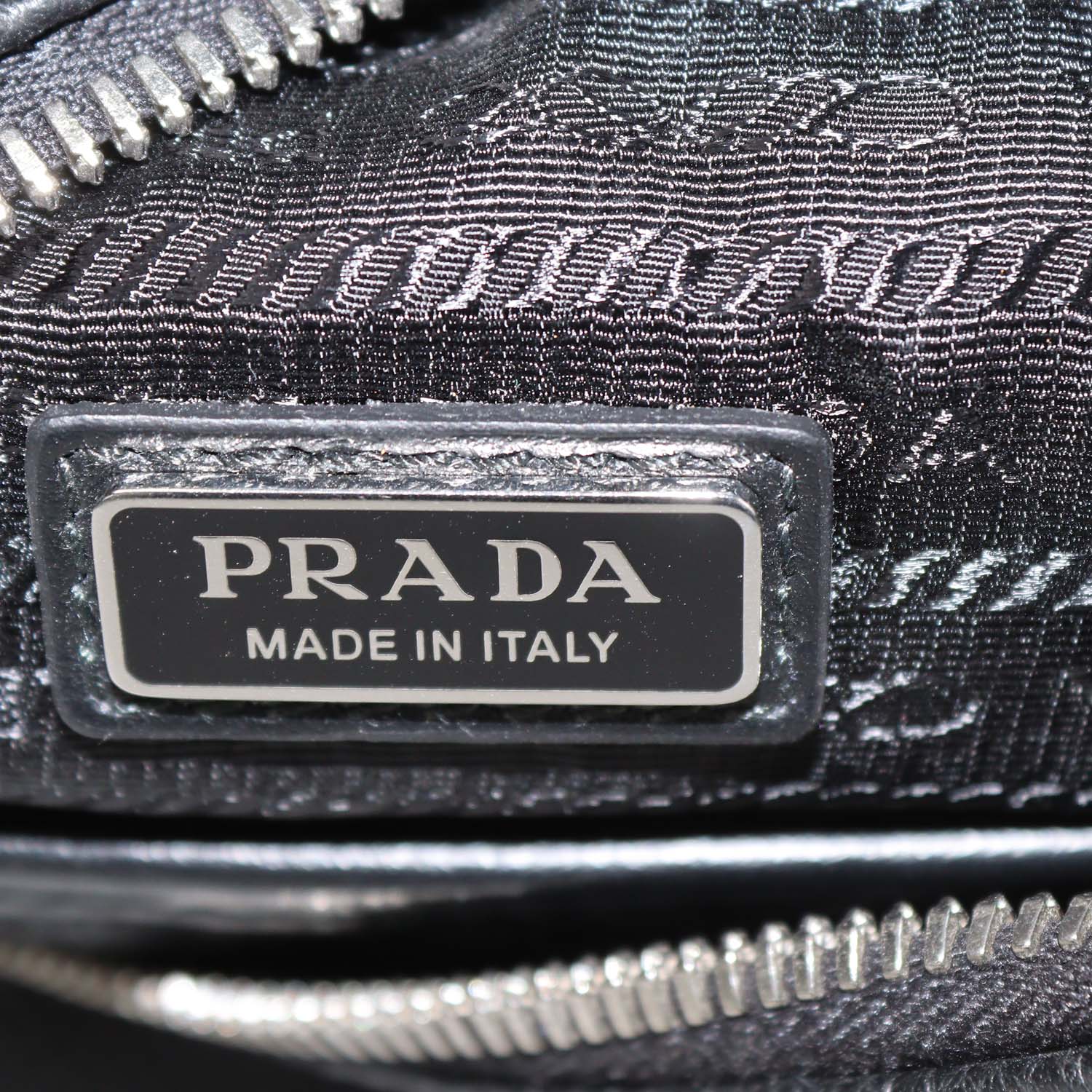 Prada Black Leather Triangle Logo Sling Bag