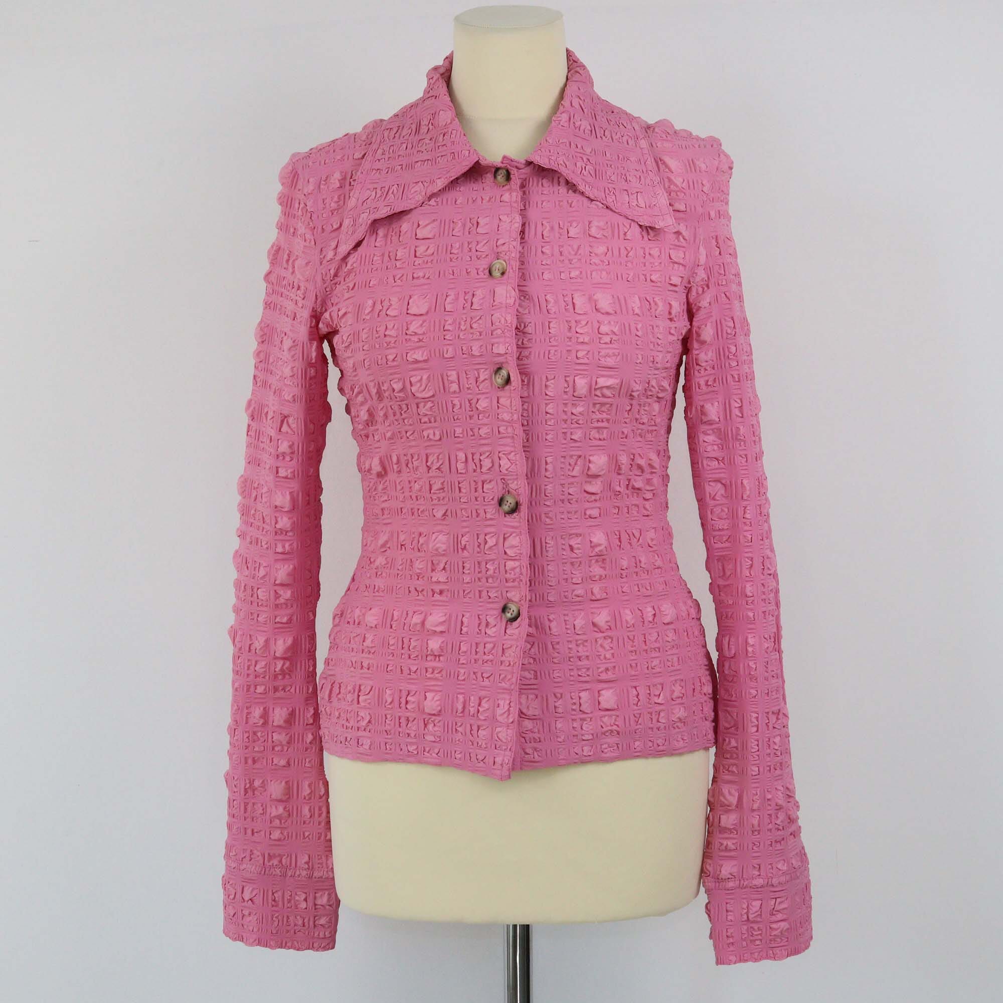 Nanushka Pink Seersucker Longsleeve Top Womens Nanushka