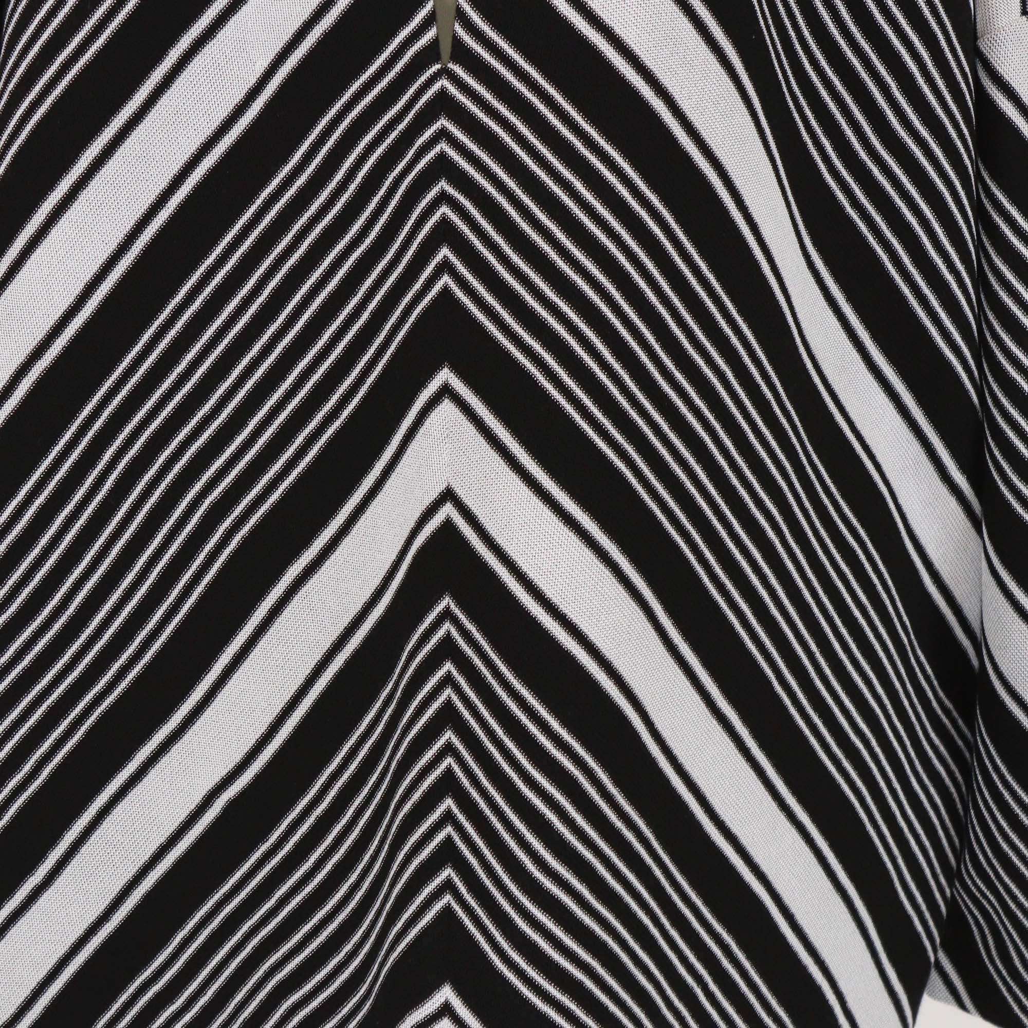 Missoni Black/White Cotton Plunging V Neck Oversized Sleeve Mini Dress