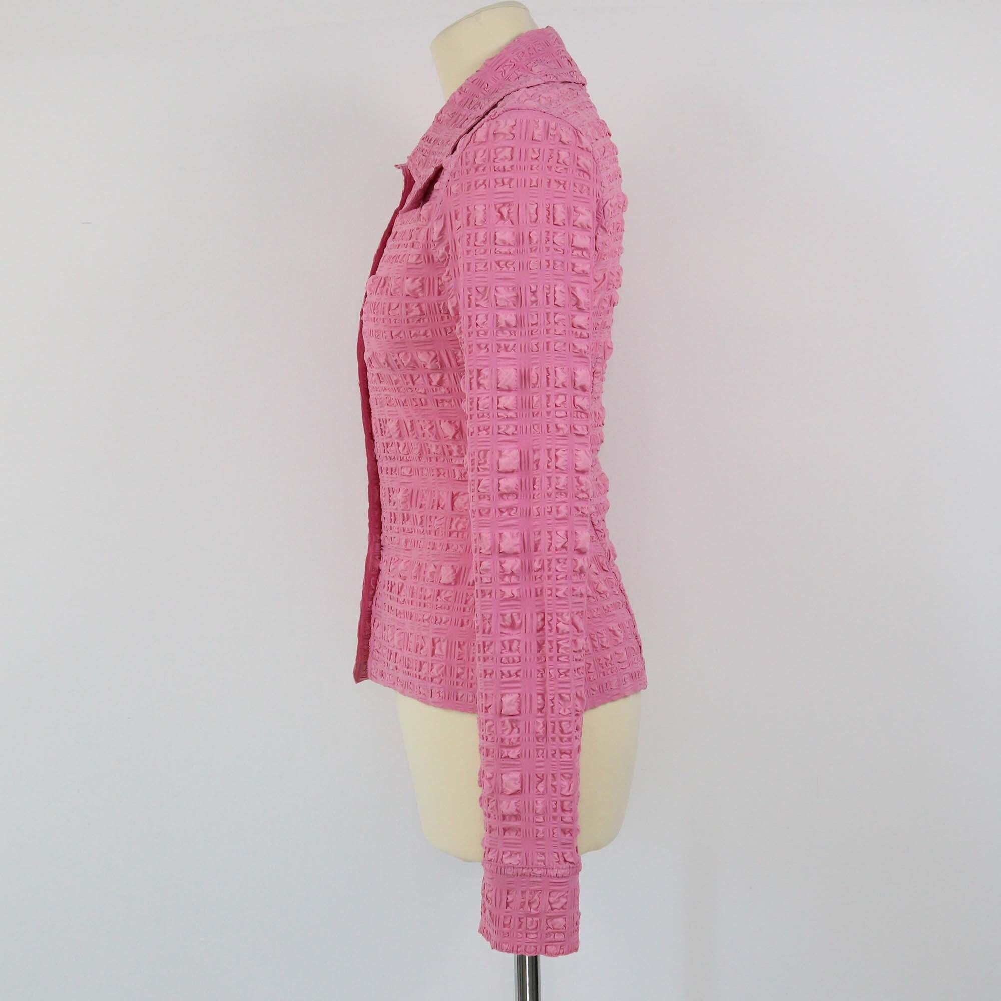 Nanushka Pink Seersucker Longsleeve Top Womens Nanushka