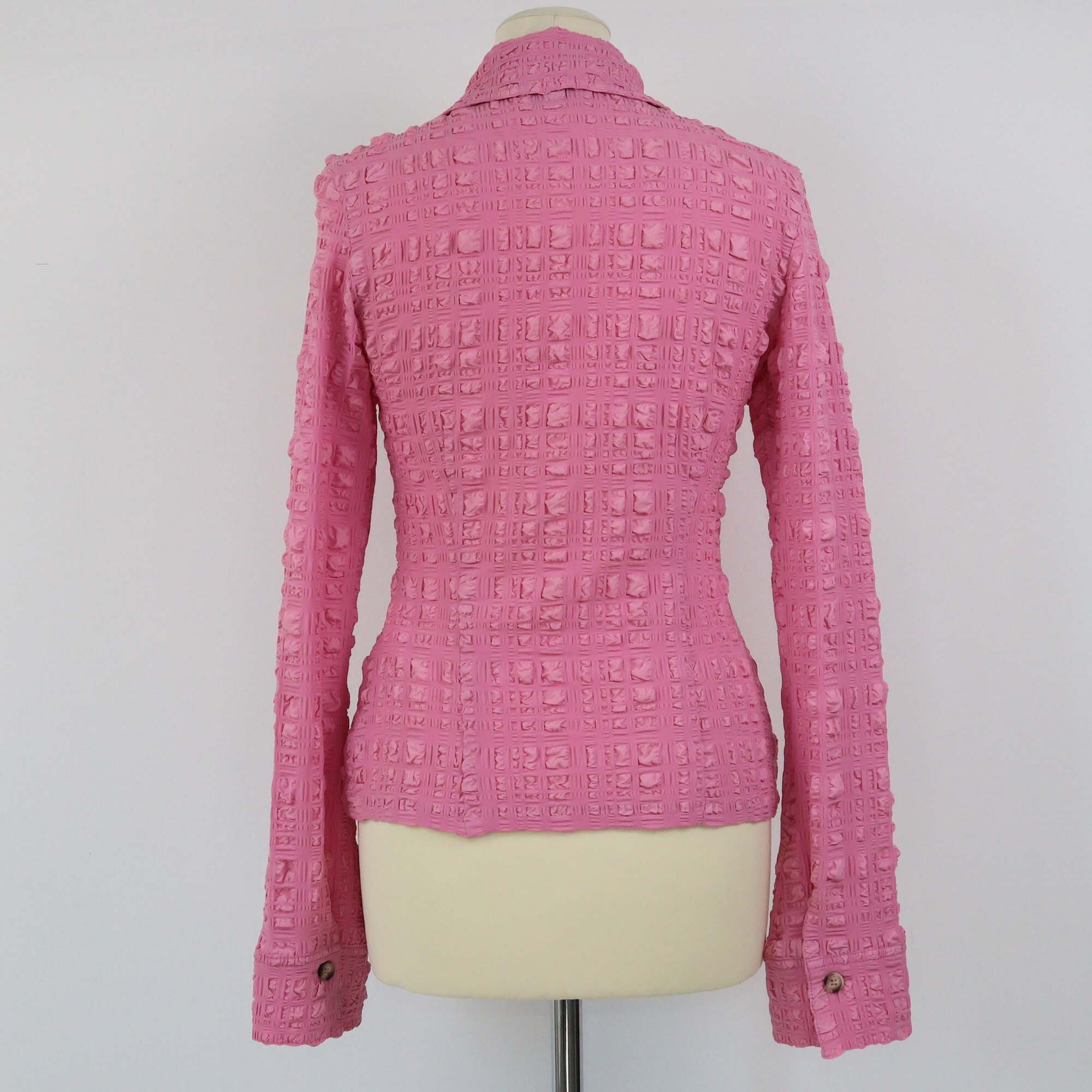 Nanushka Pink Seersucker Longsleeve Top Womens Nanushka