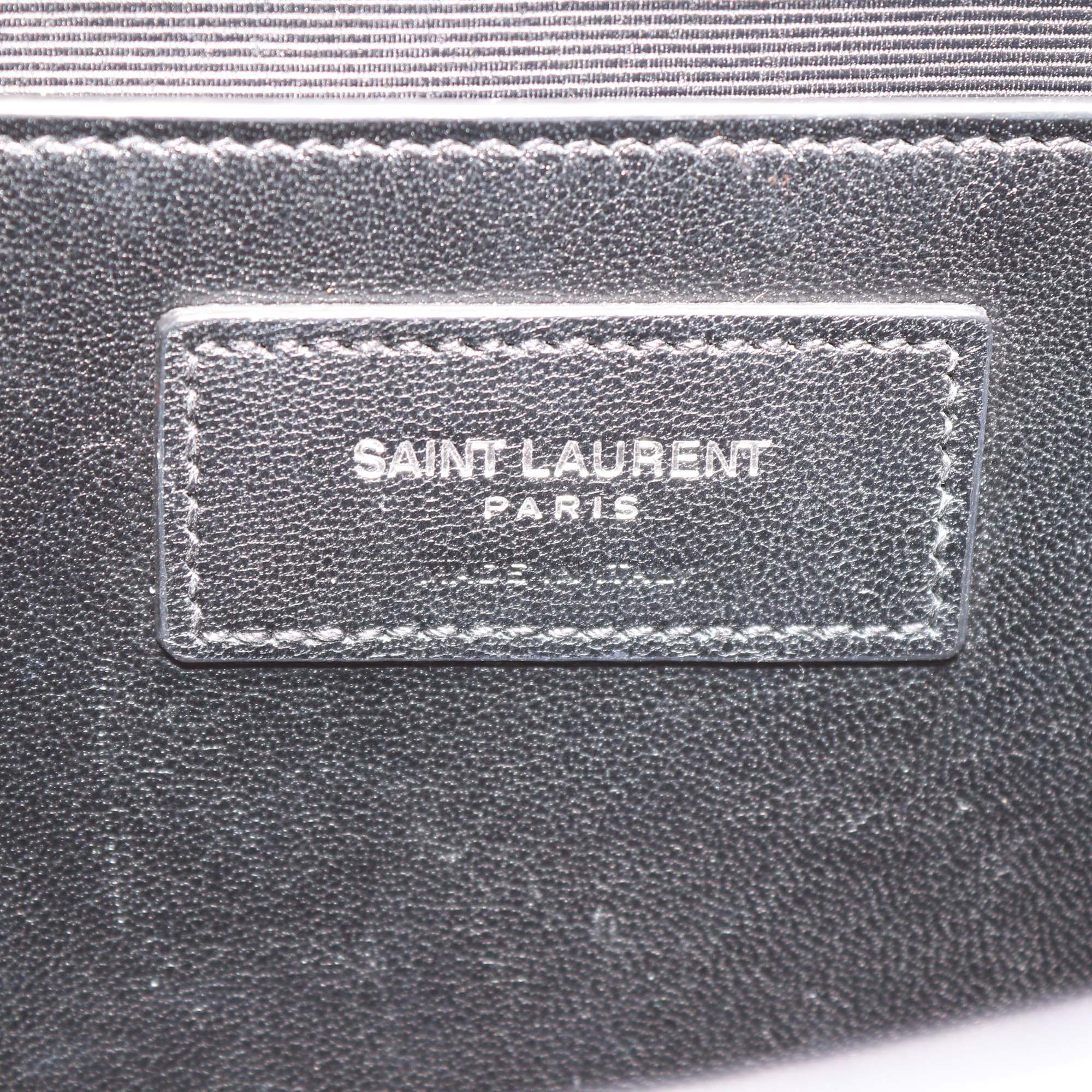 Saint Laurent Navy Blue Croc Embossed Leather Medium Kate Tassel Shoulder Bag