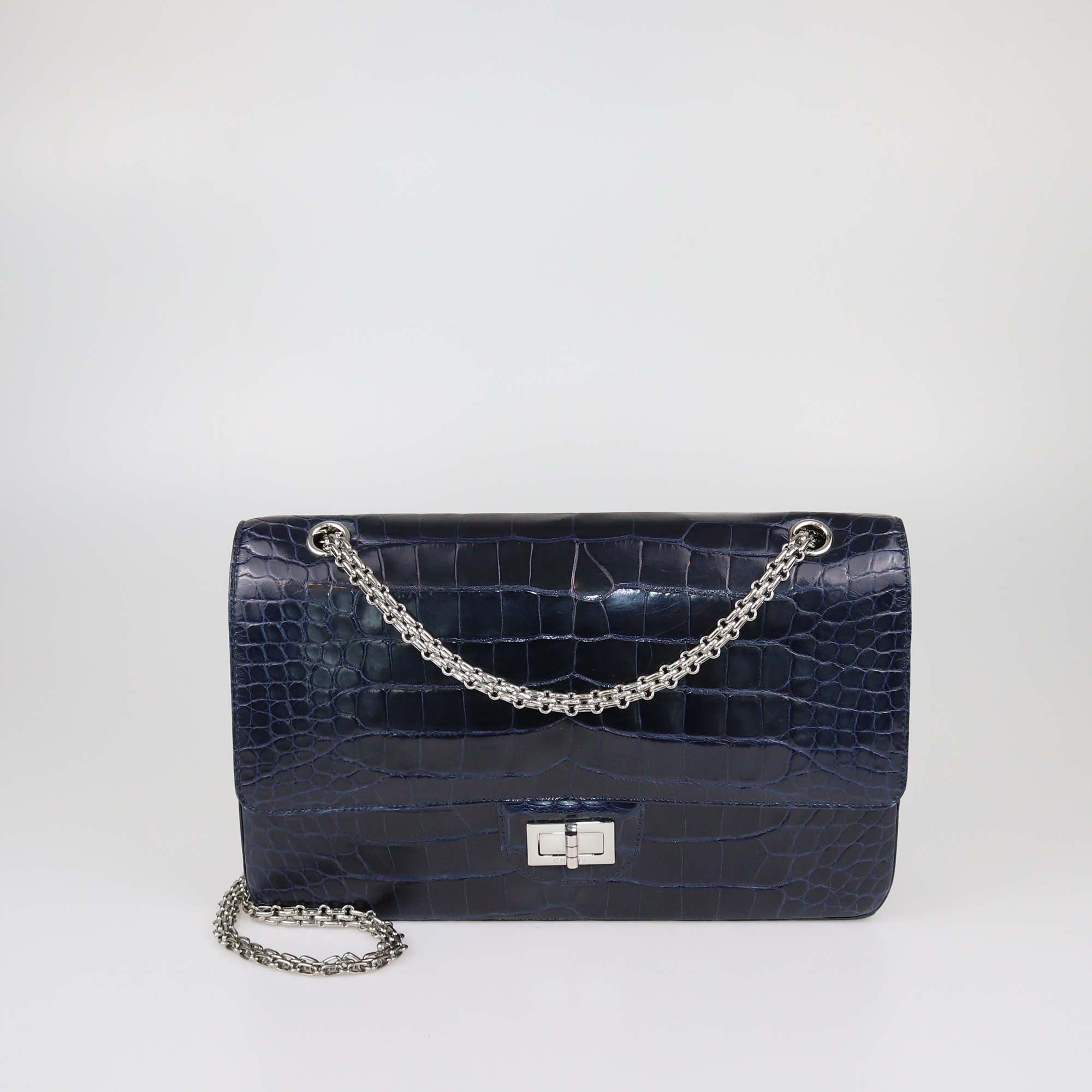 Chanel Navy Blue Alligator 227 Reissue 2.55 Flap Bag
