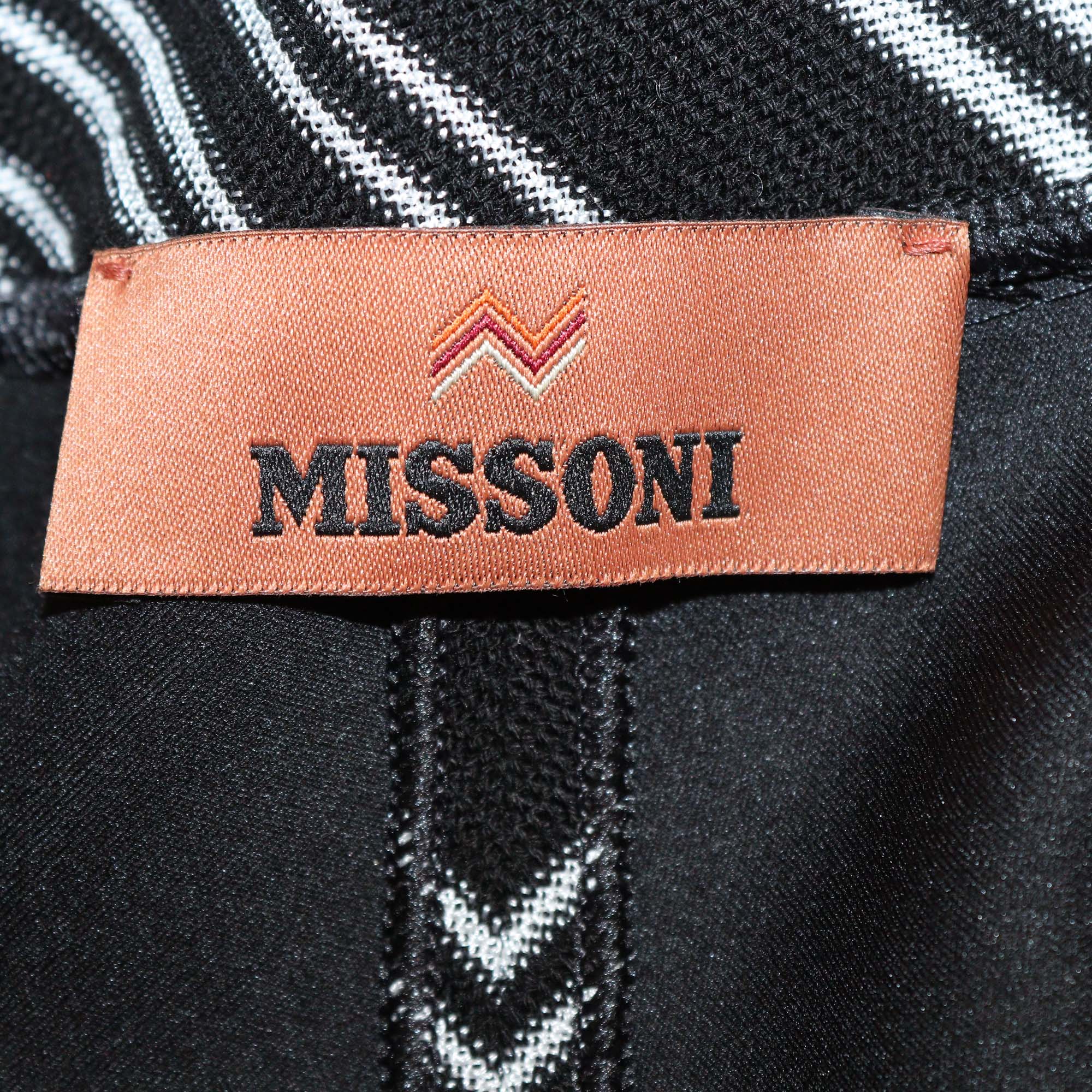 Missoni Black/White Cotton Plunging V Neck Oversized Sleeve Mini Dress