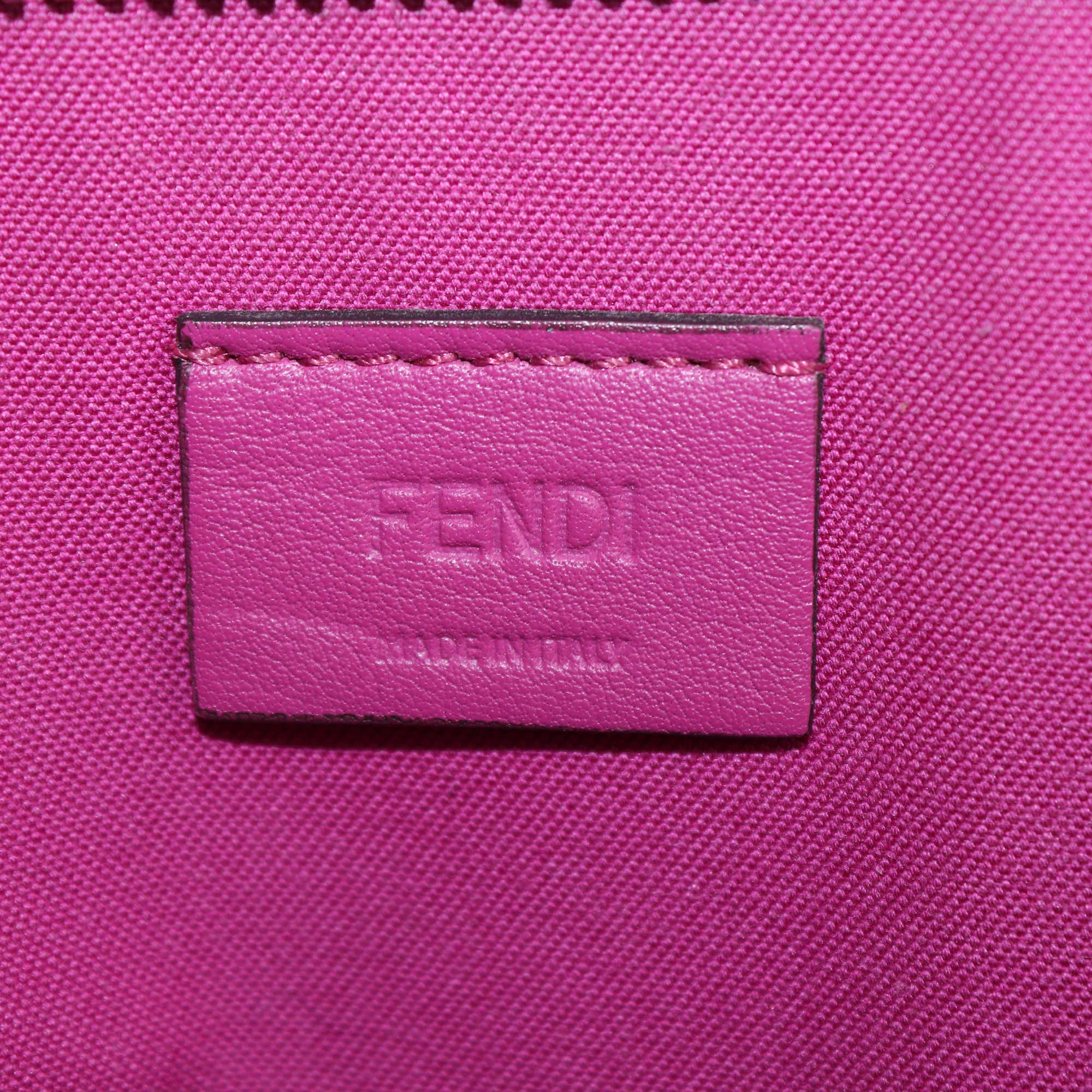 Fendi Fuchsia Leather Monster Flat Pouch