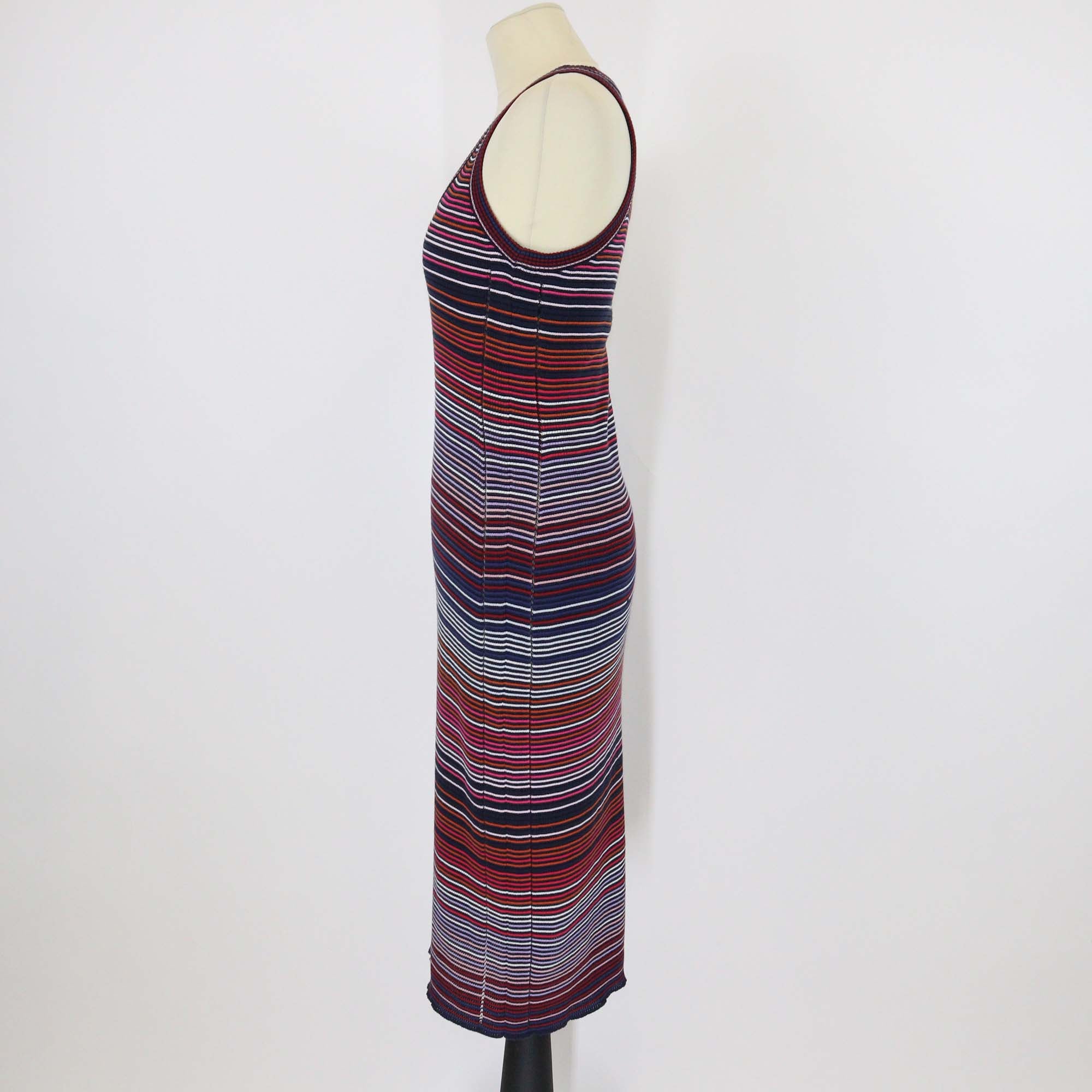 Missoni Multicolor Cotton Striped Sleeveless Midi Dress
